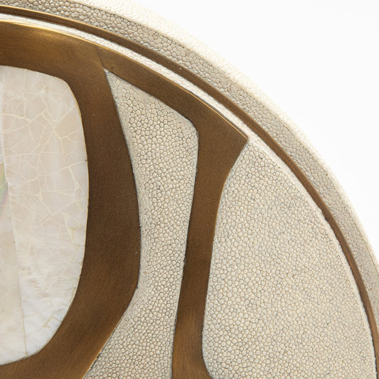 Vase in Cream Shagreen, Mother of Pearl, and Brass by R&Y Augousti