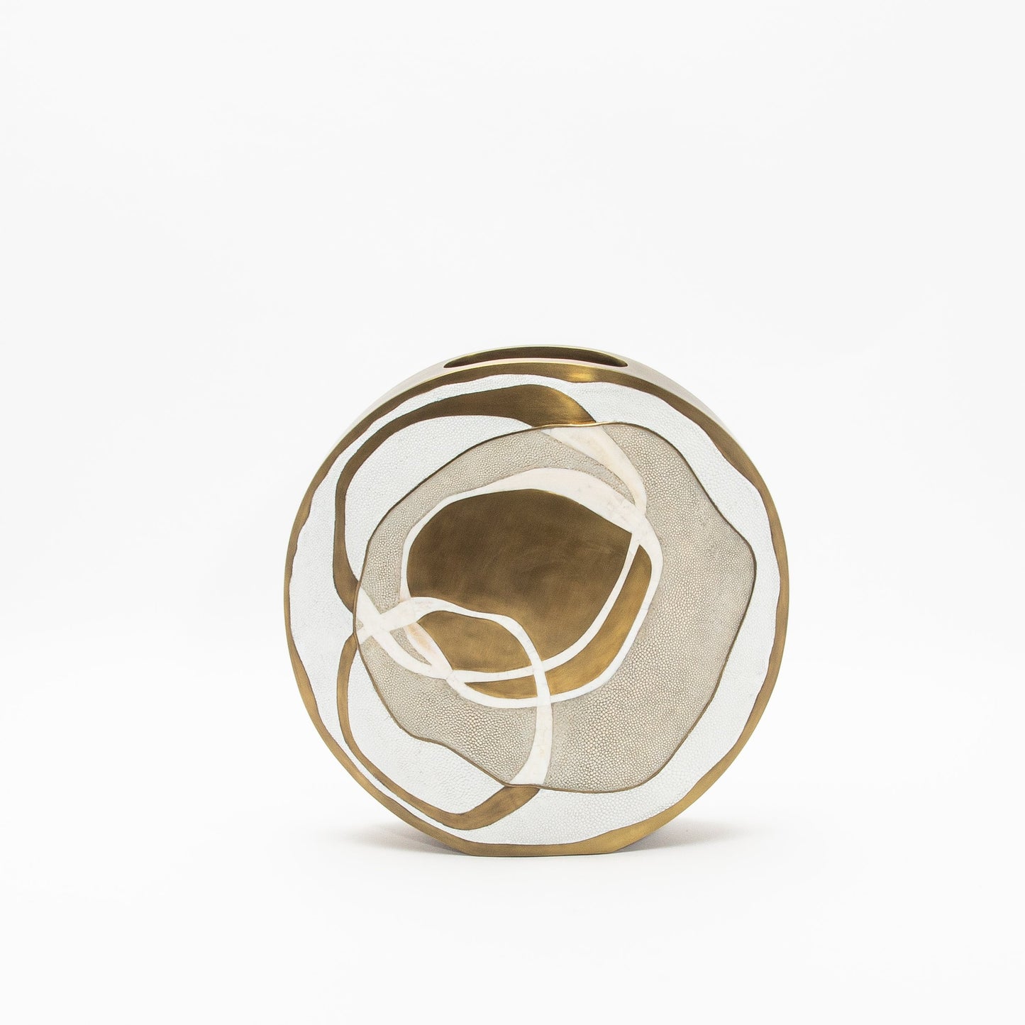 Vase in Cream Shagreen, Mother of Pearl, and Brass by R&Y Augousti