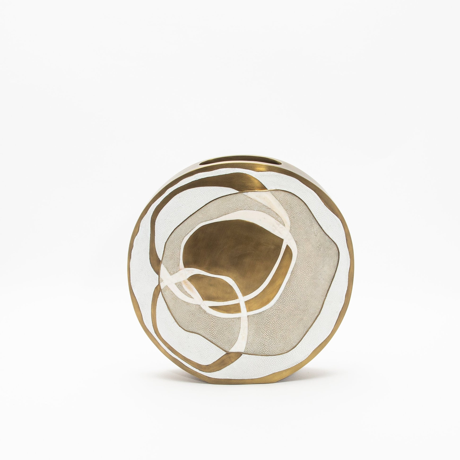 Vase in Cream Shagreen, Mother of Pearl, and Brass by R&Y Augousti