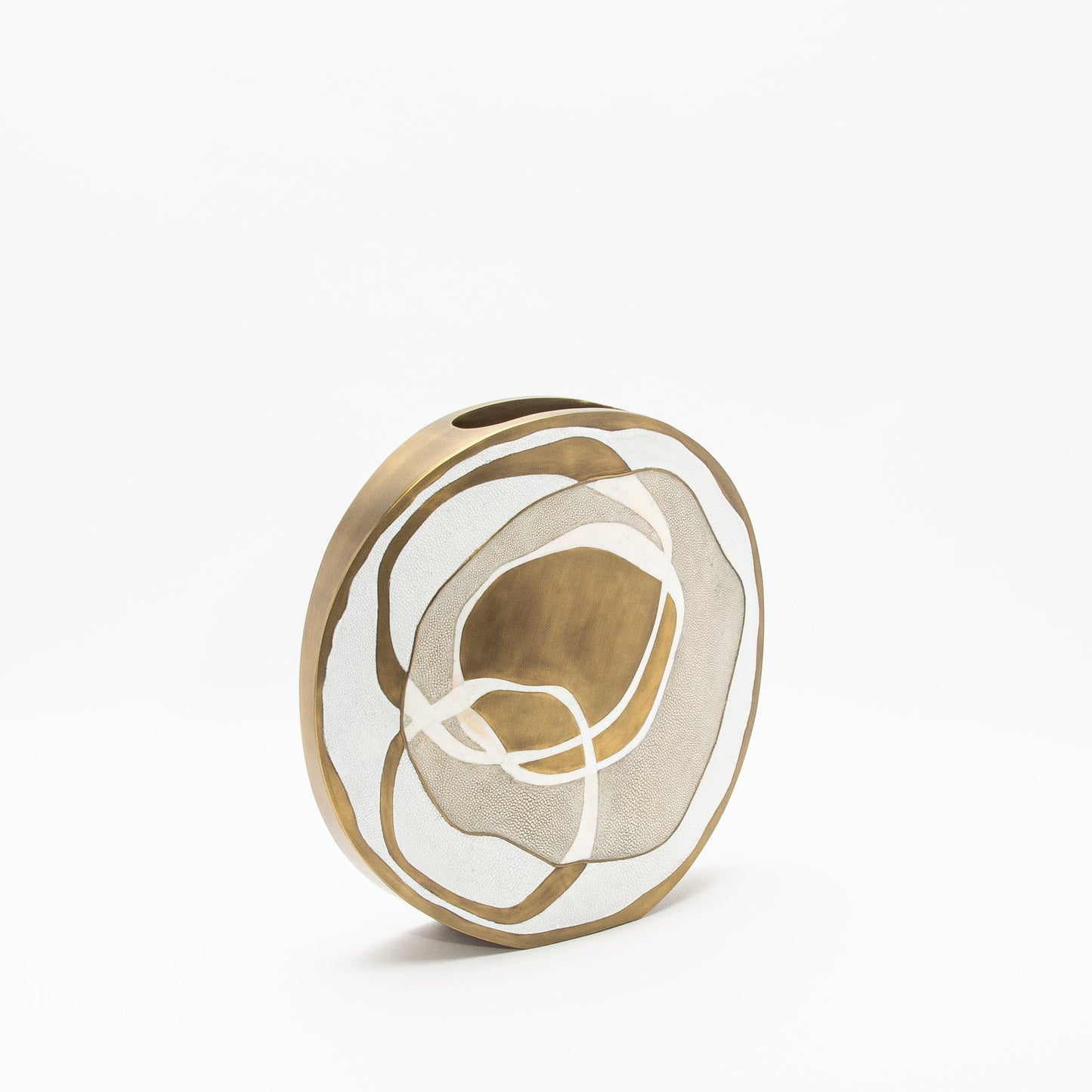Vase in Cream Shagreen, Mother of Pearl, and Brass by R&Y Augousti