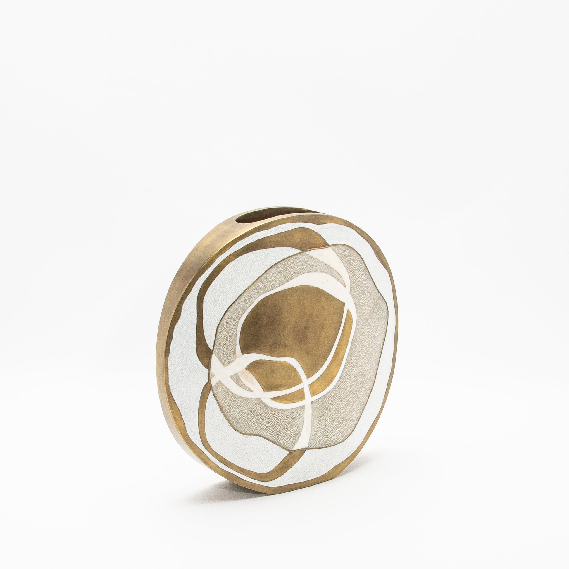 Vase in Cream Shagreen, Mother of Pearl, and Brass by R&Y Augousti