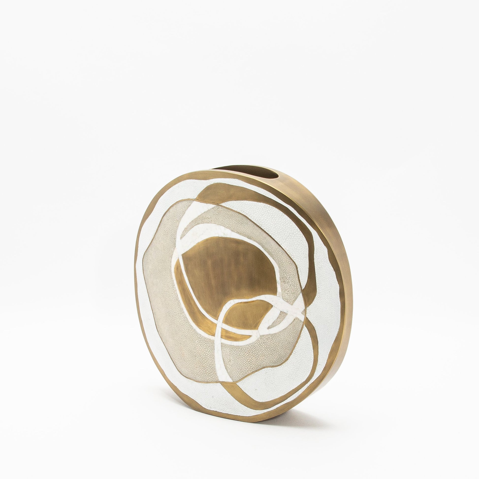 Vase in Cream Shagreen, Mother of Pearl, and Brass by R&Y Augousti