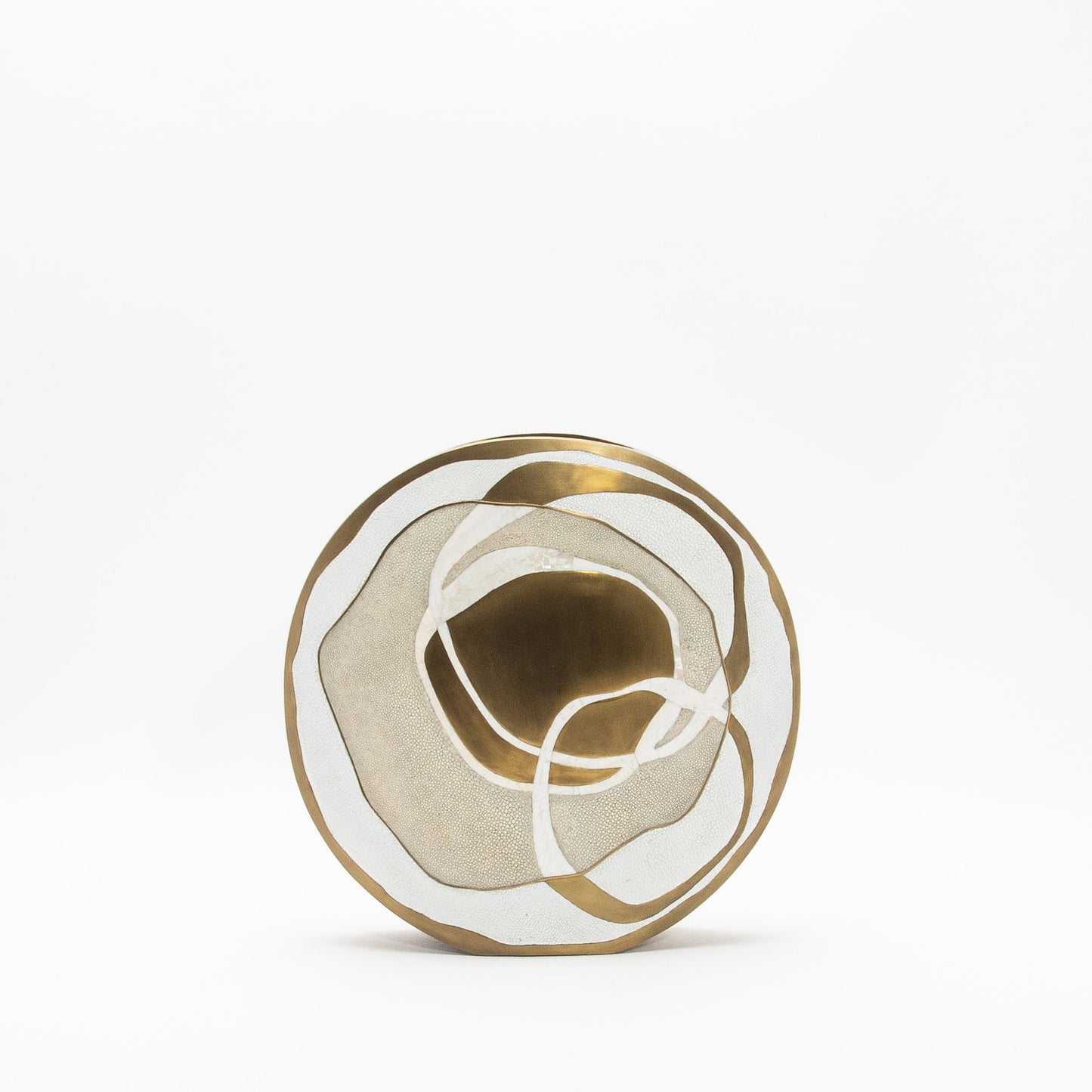 Vase in Cream Shagreen, Mother of Pearl, and Brass by R&Y Augousti