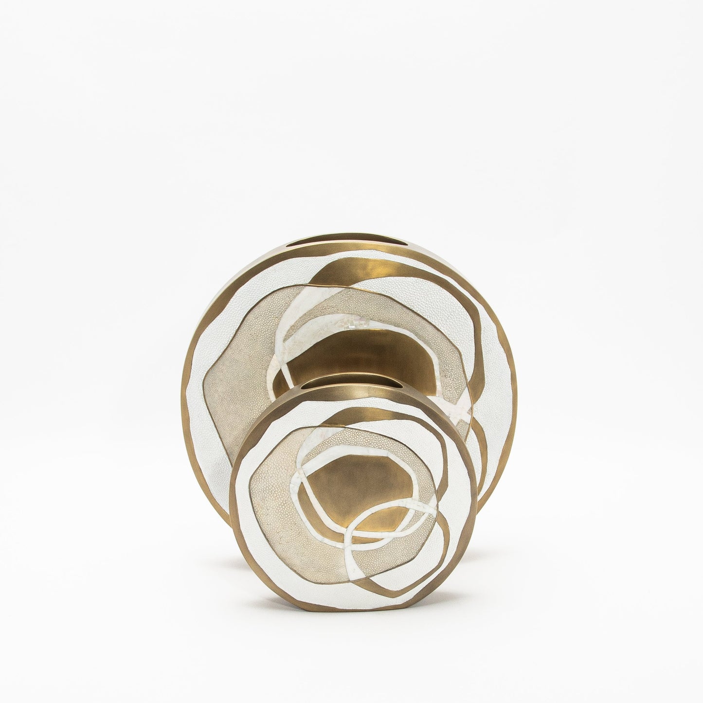 Vase in Cream Shagreen, Mother of Pearl, and Brass by R&Y Augousti