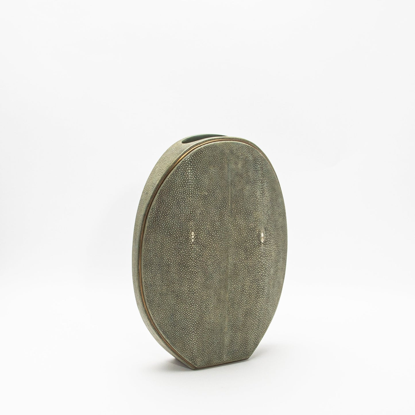 Vase in Grey Shagreen with Brass by R&Y Augousti