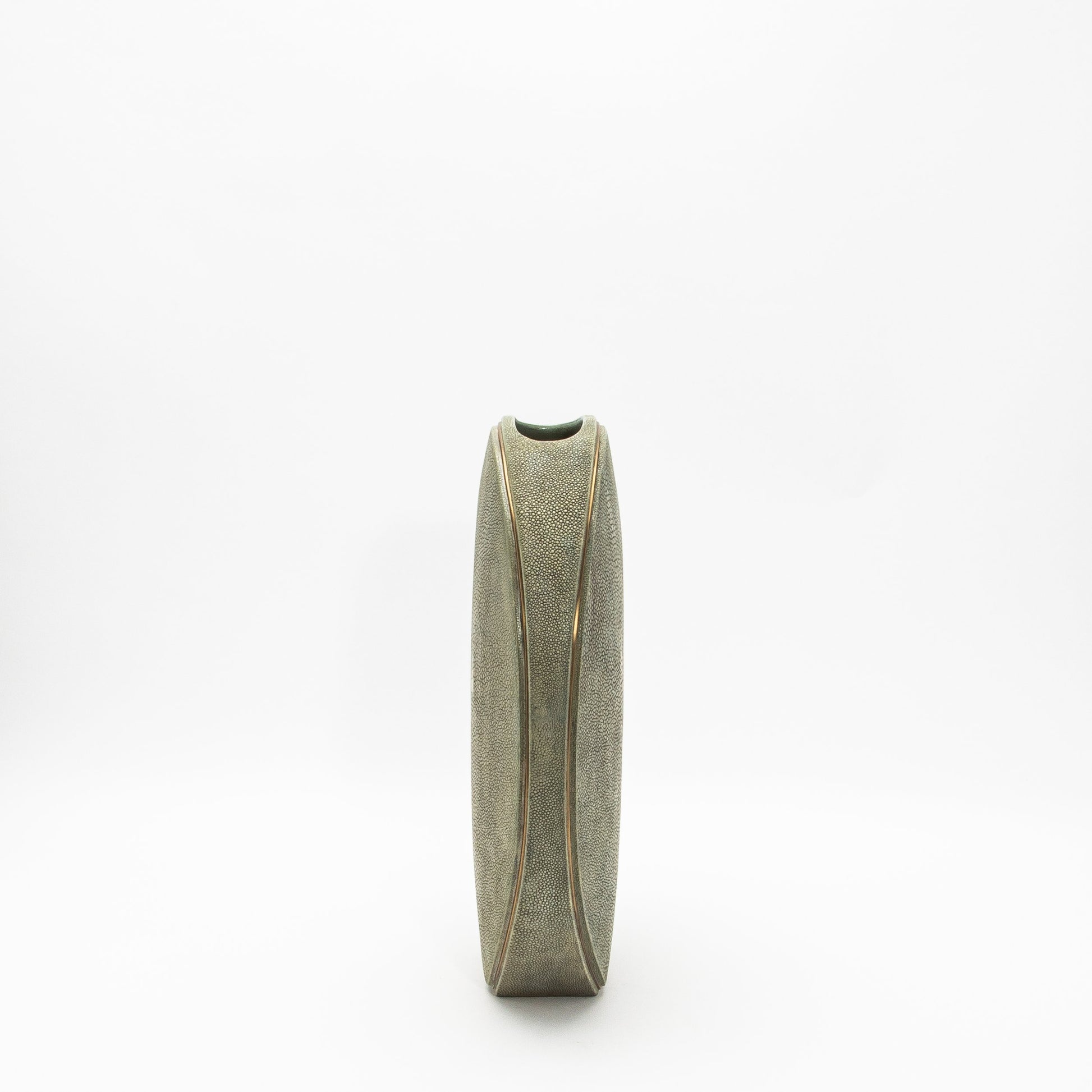 Vase in Grey Shagreen with Brass by R&Y Augousti