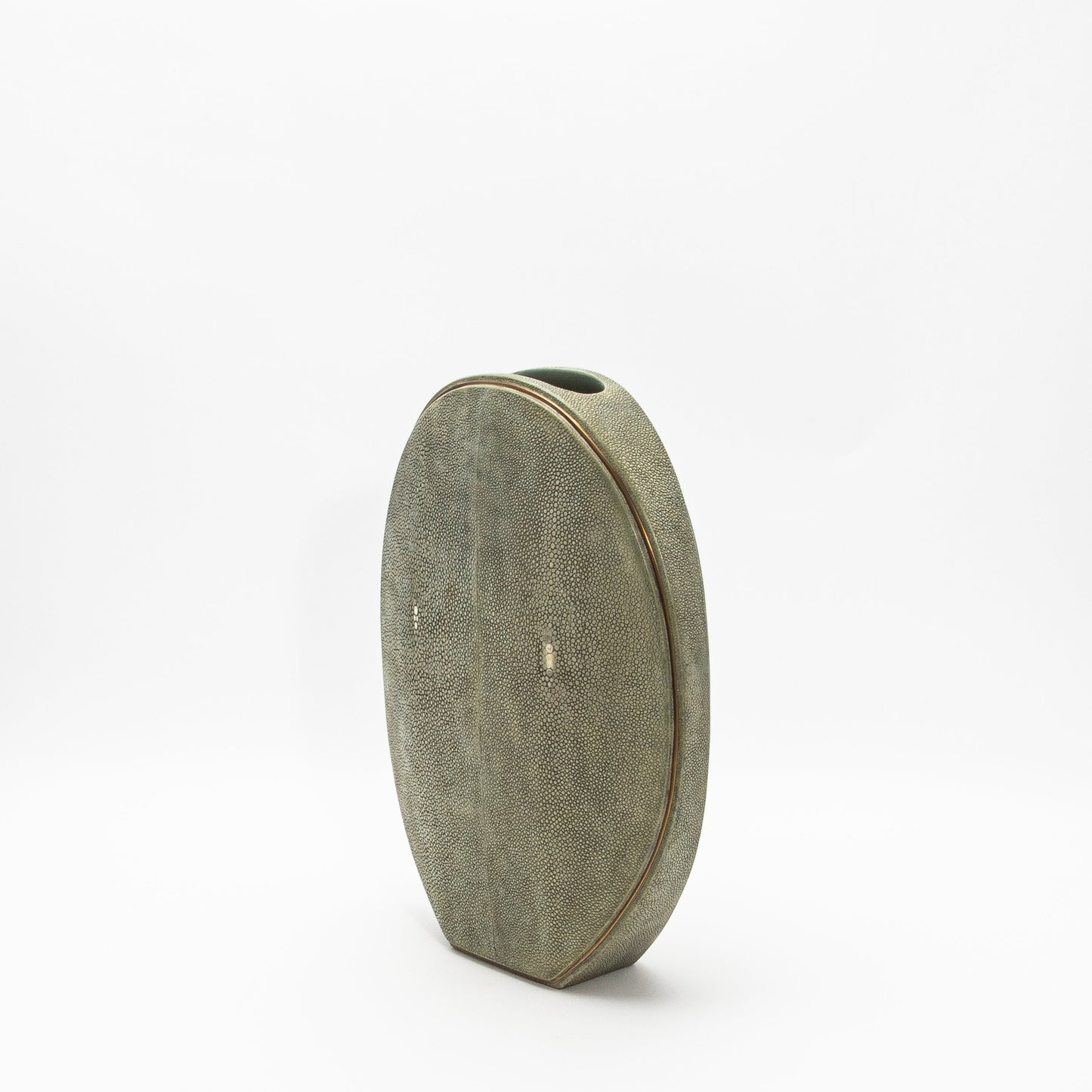 Vase in Grey Shagreen with Brass by R&Y Augousti