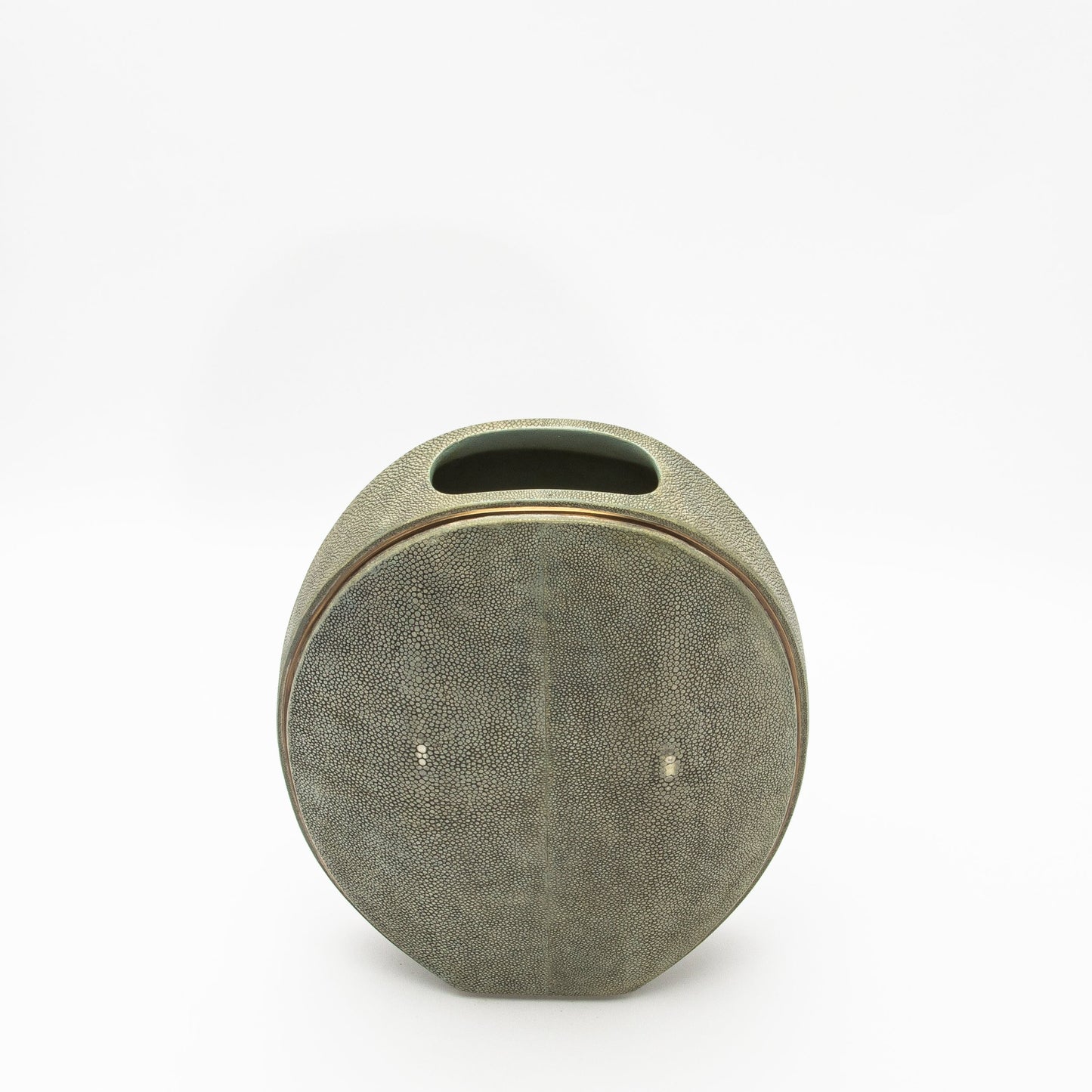 Vase in Grey Shagreen with Brass by R&Y Augousti