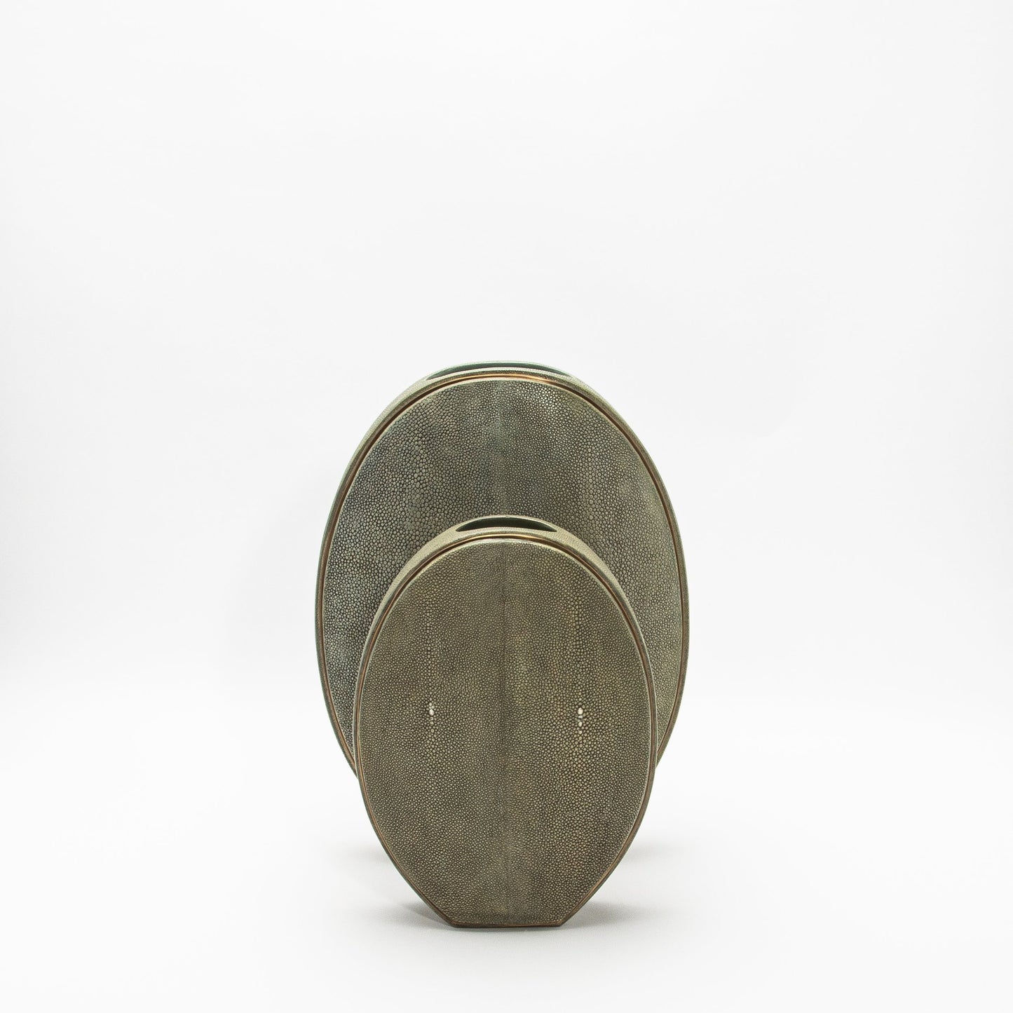 Vase in Grey Shagreen with Brass by R&Y Augousti