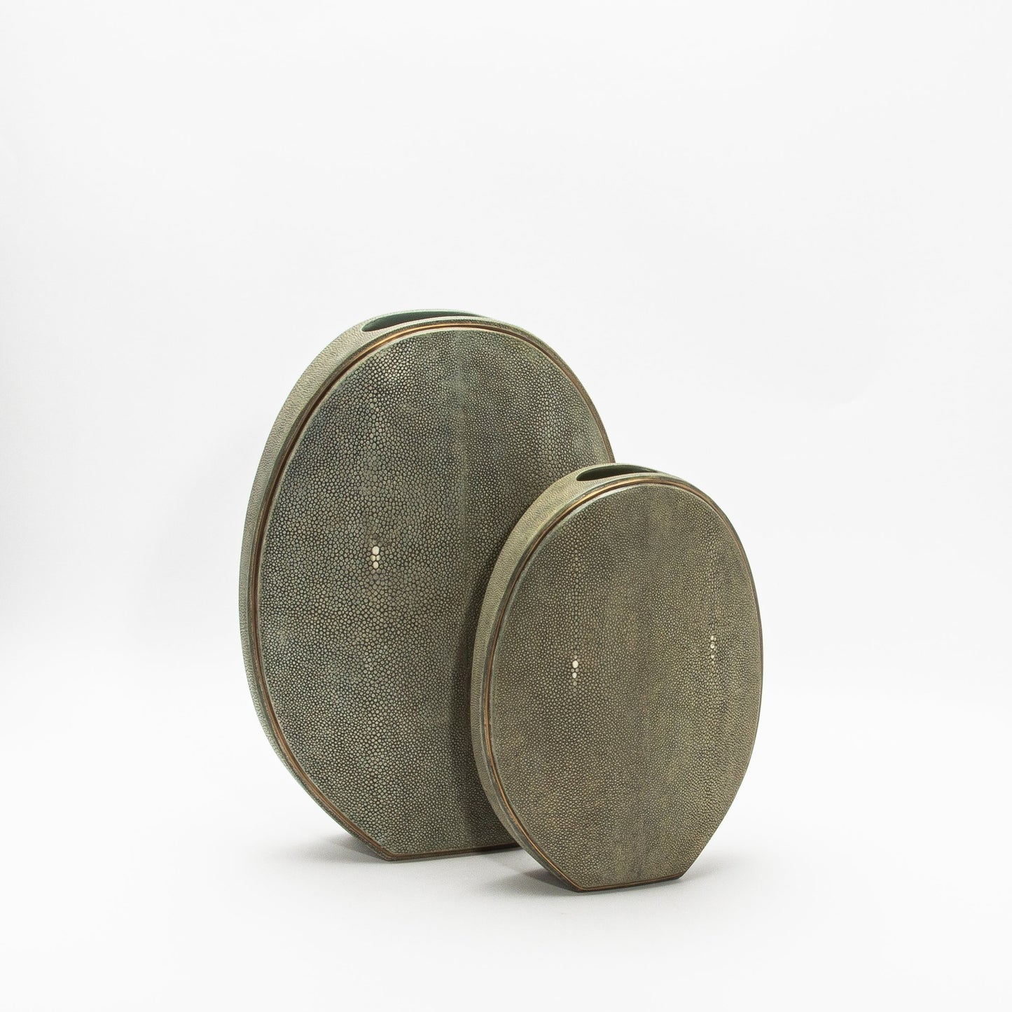 Vase in Grey Shagreen with Brass by R&Y Augousti