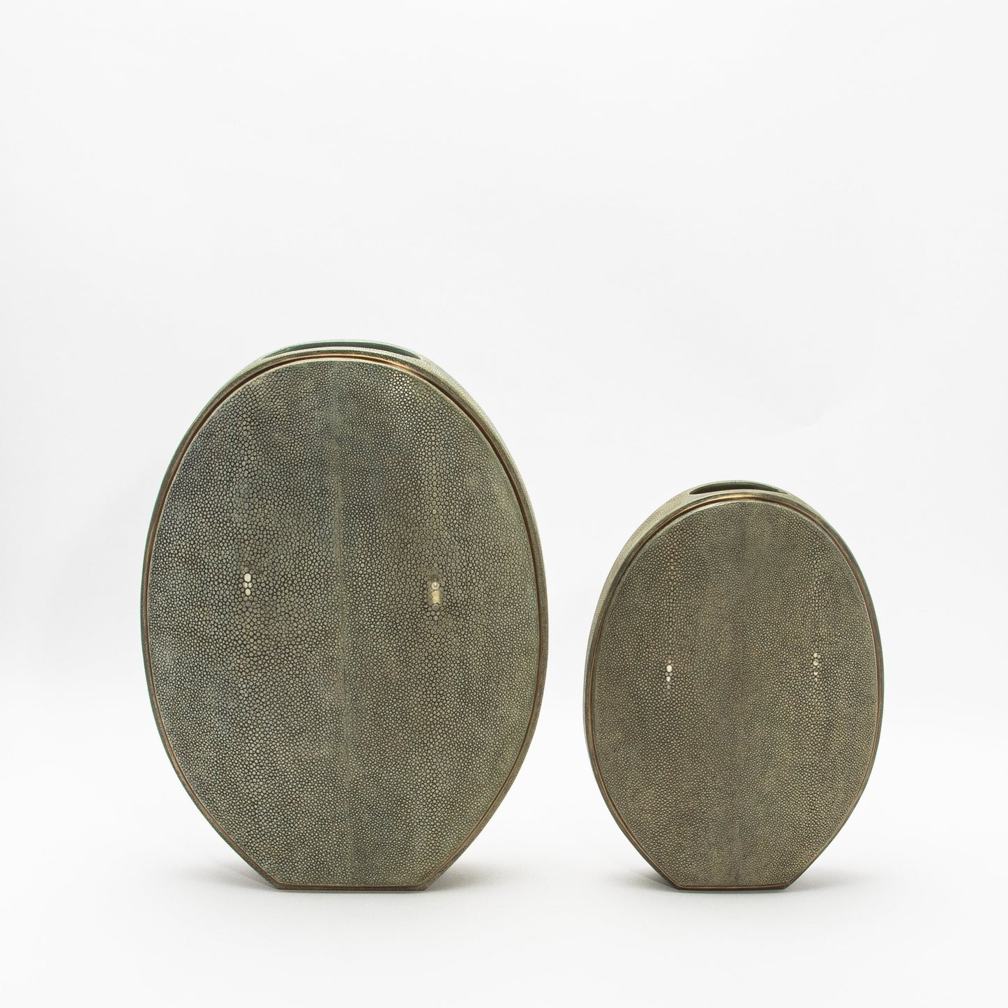 Vase in Grey Shagreen with Brass by R&Y Augousti