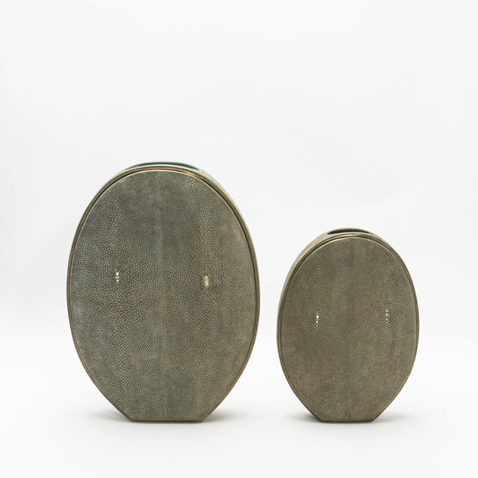 Vase in Grey Shagreen with Brass by R&Y Augousti