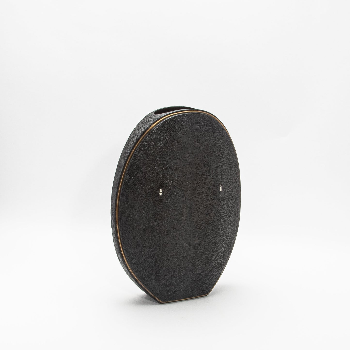 Vase in Black Shagreen with Brass by R&Y Augousti