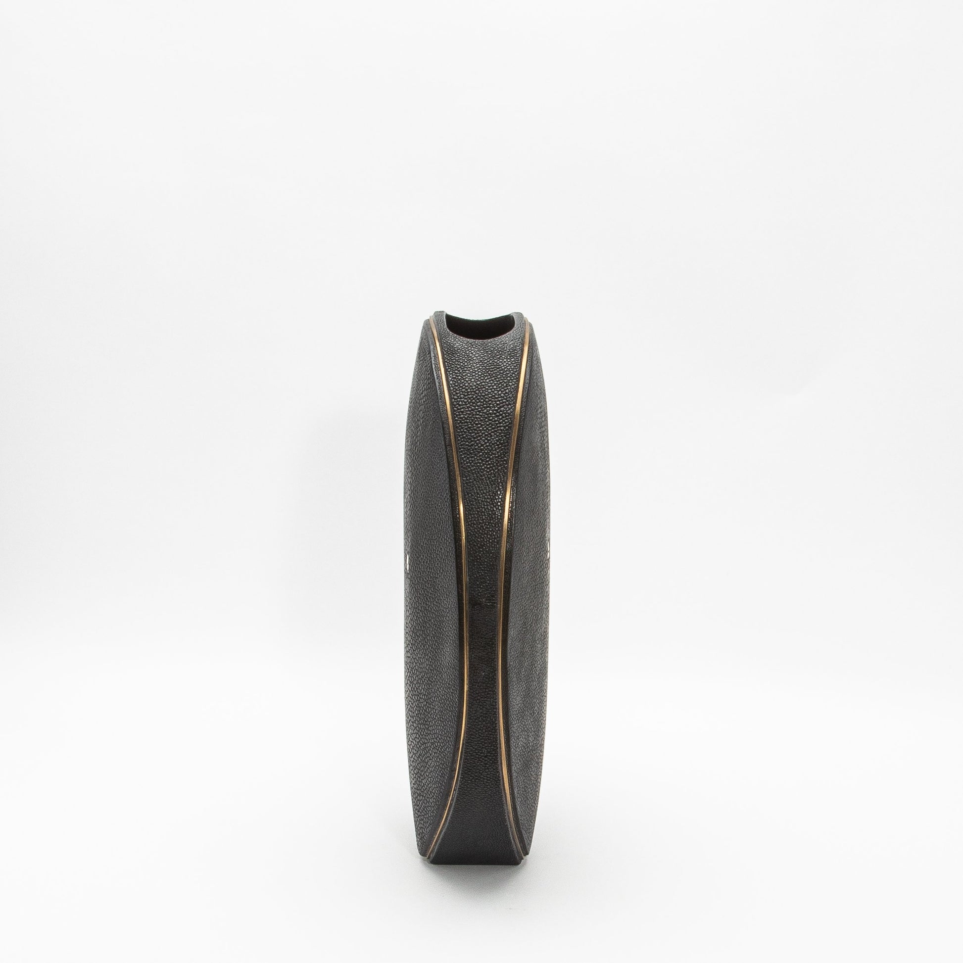 Vase in Black Shagreen with Brass by R&Y Augousti