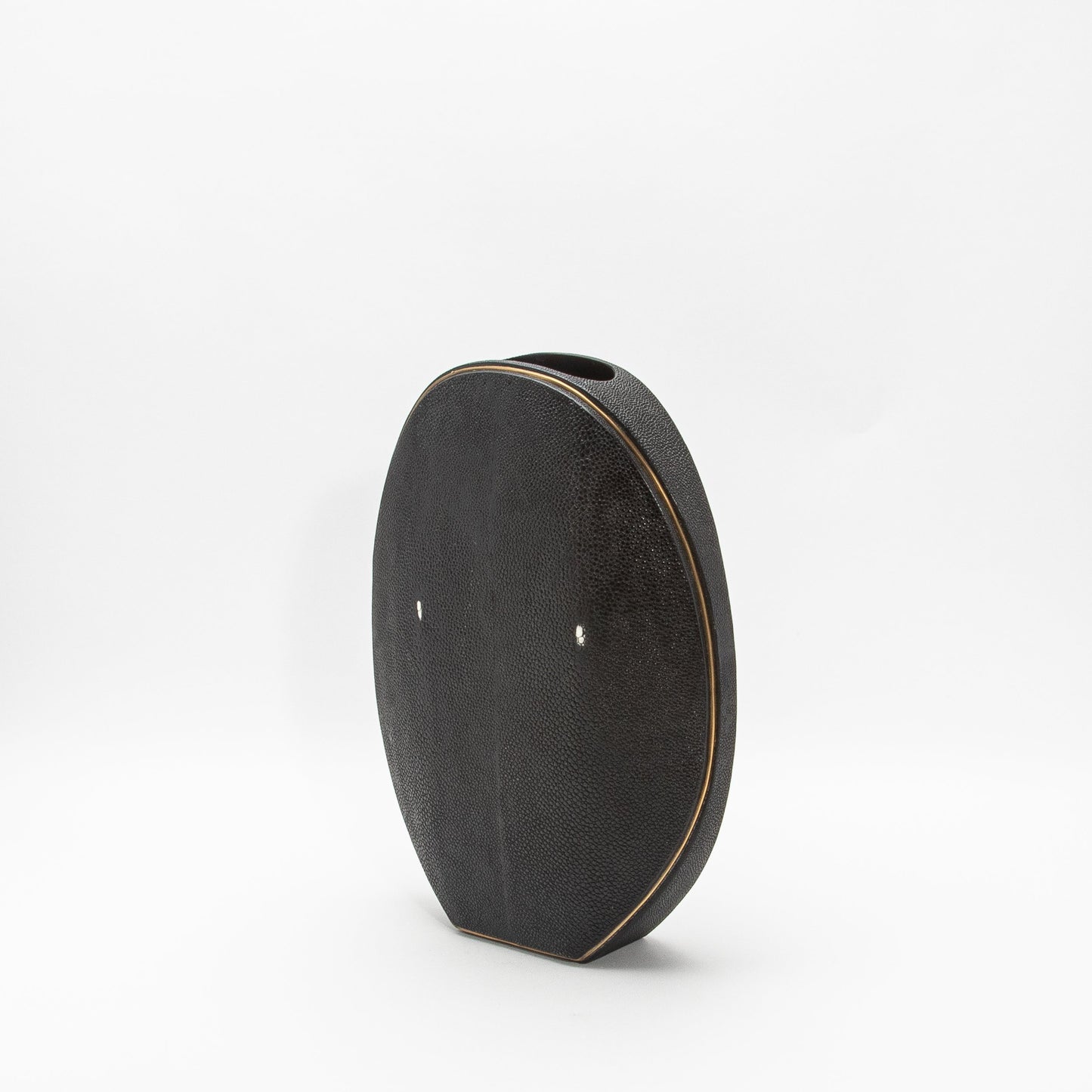 Vase in Black Shagreen with Brass by R&Y Augousti