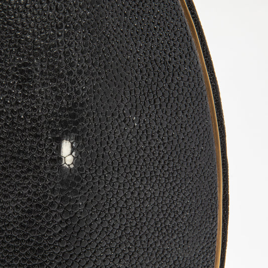 Vase in Black Shagreen with Brass by R&Y Augousti