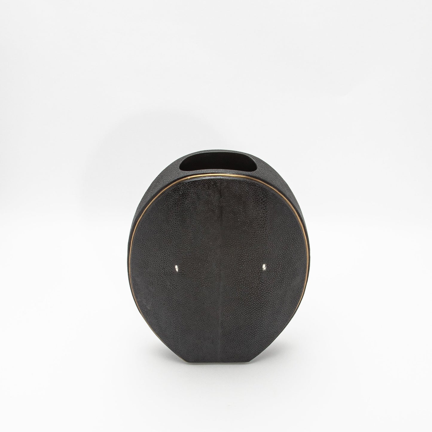 Vase in Black Shagreen with Brass by R&Y Augousti
