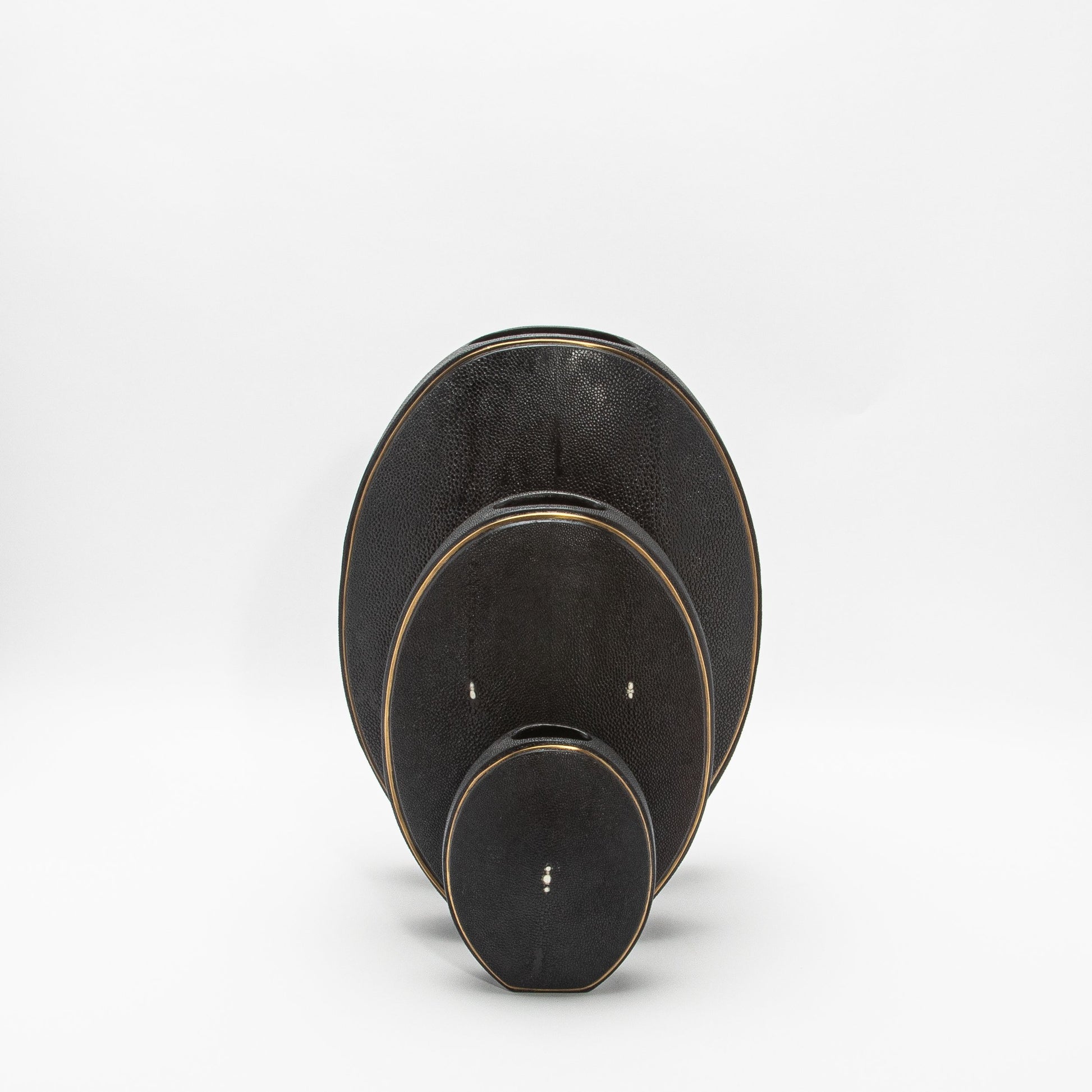Vase in Black Shagreen with Brass by R&Y Augousti