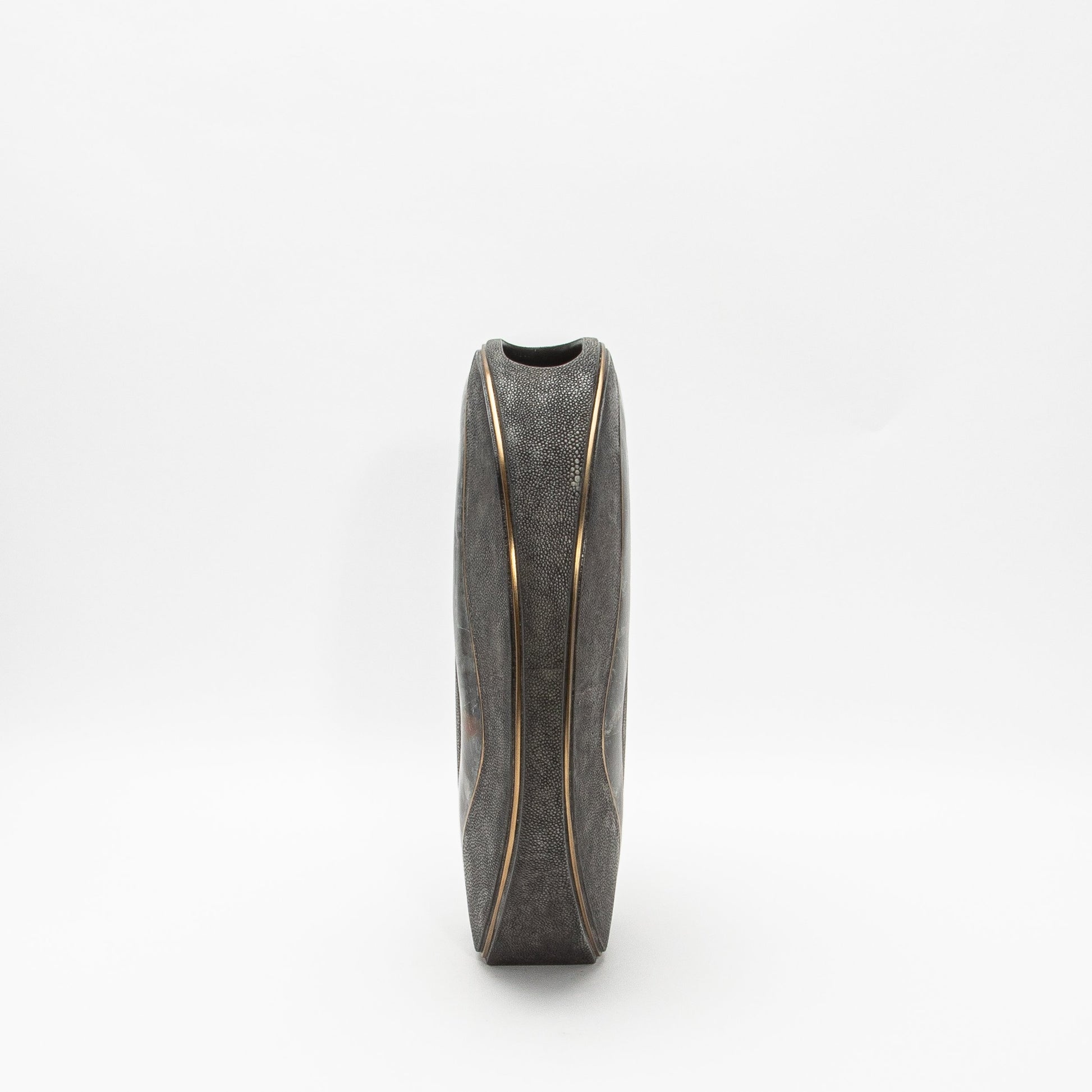 Vase in Grey Shagreen, Quartz, and Brass by R&Y Augousti