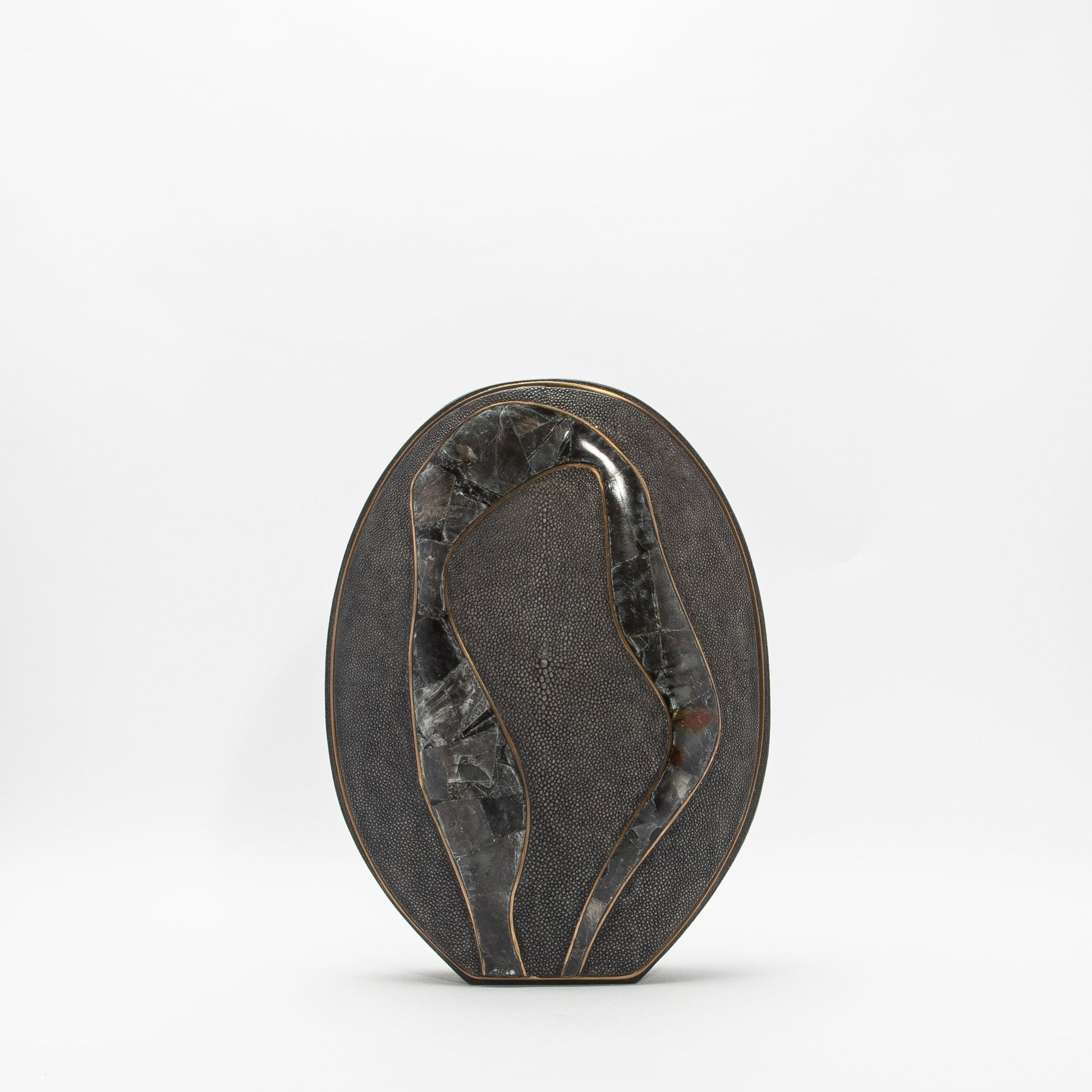 Vase in Grey Shagreen, Quartz, and Brass by R&Y Augousti