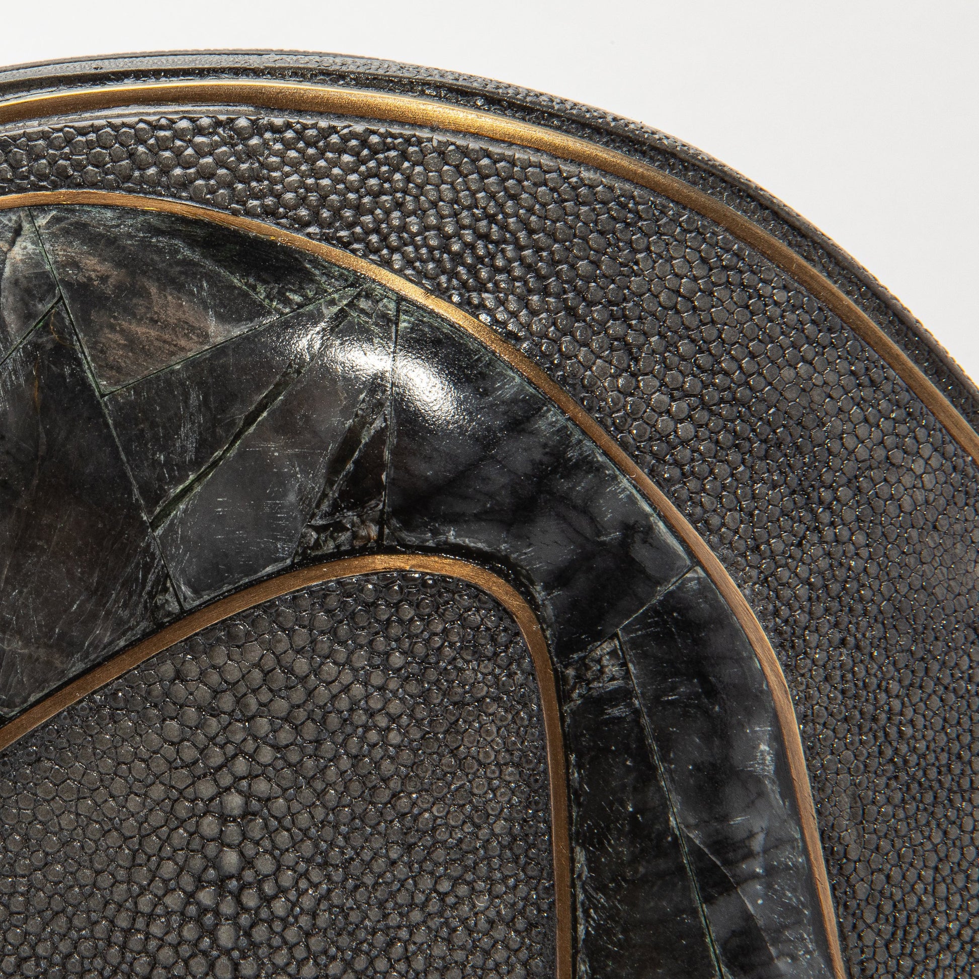 Vase in Grey Shagreen, Quartz, and Brass by R&Y Augousti