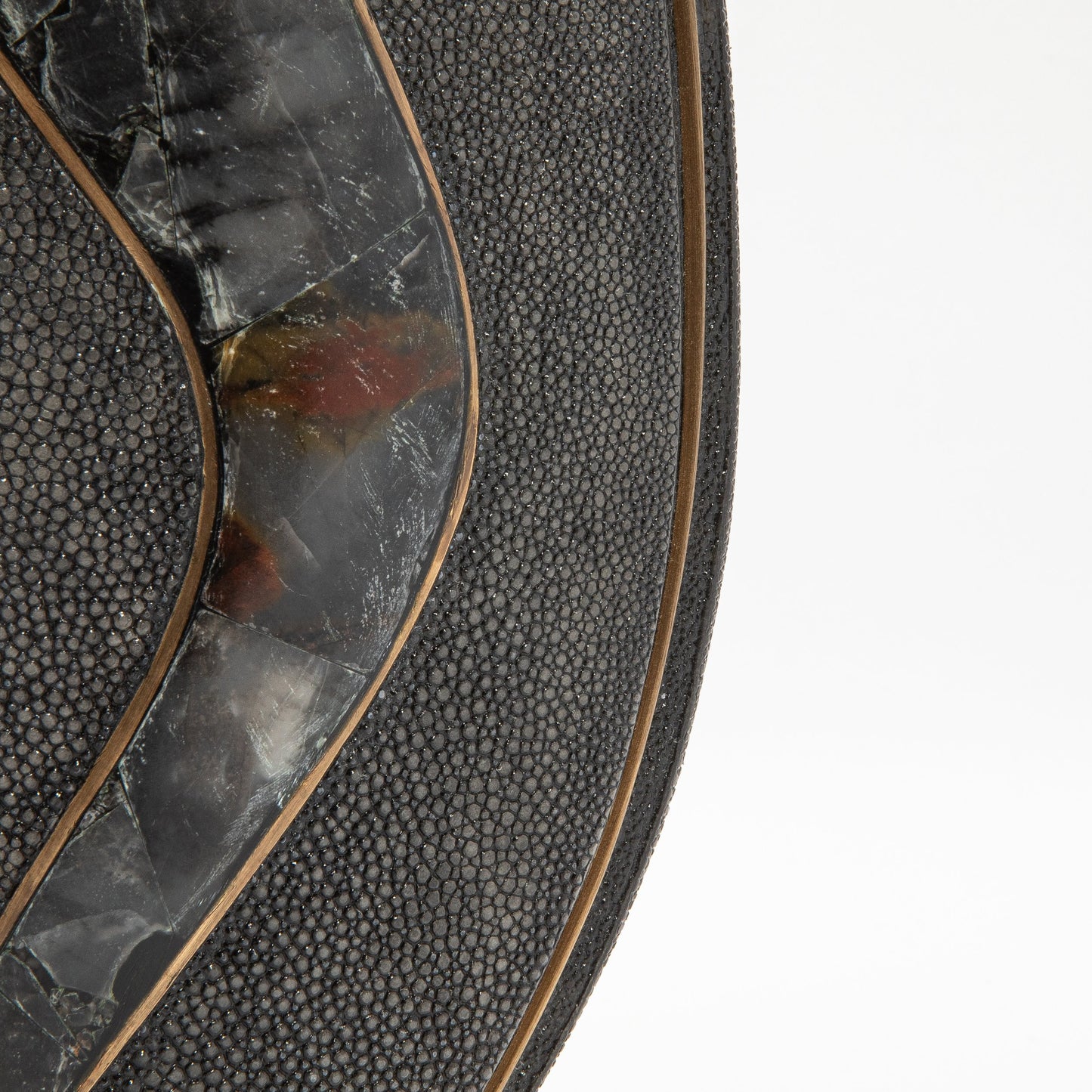 Vase in Grey Shagreen, Quartz, and Brass by R&Y Augousti