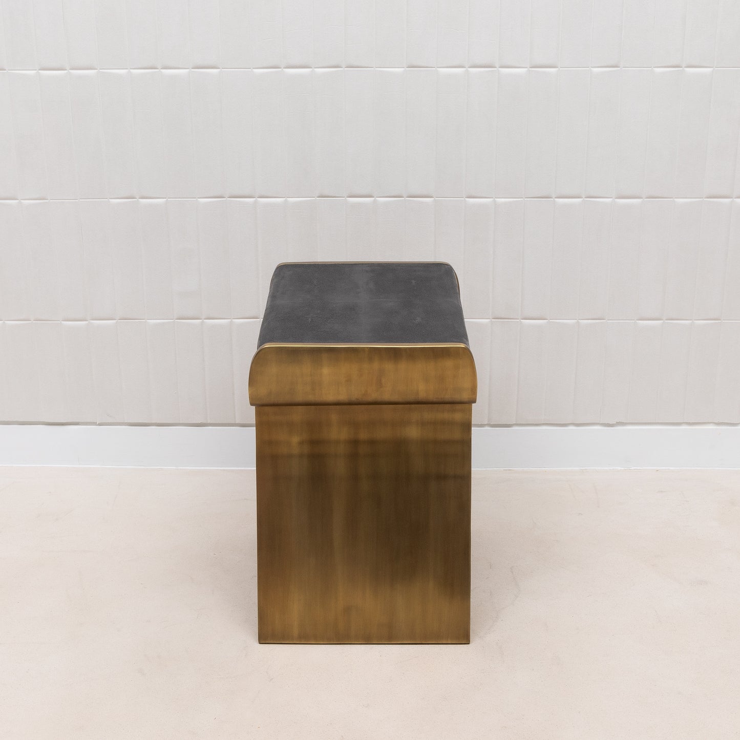 Side Table in Black Shagreen with Bronze Patina Brass by Kifu Paris