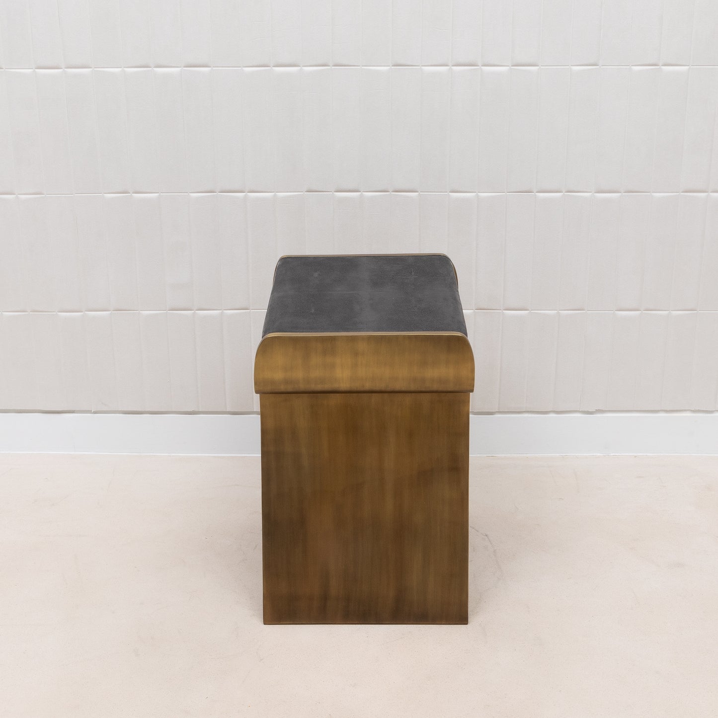 Side Table in Black Shagreen with Bronze Patina Brass by Kifu Paris