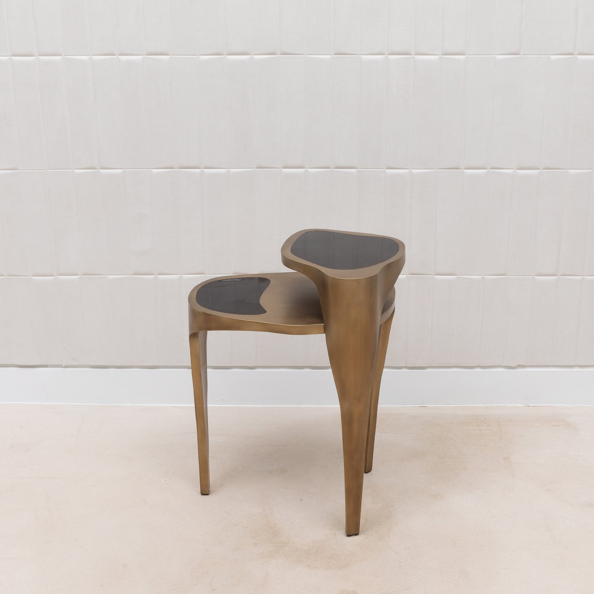 Side Table in Black Pen Shell with Bronze Patina Brass by R&Y Augousti