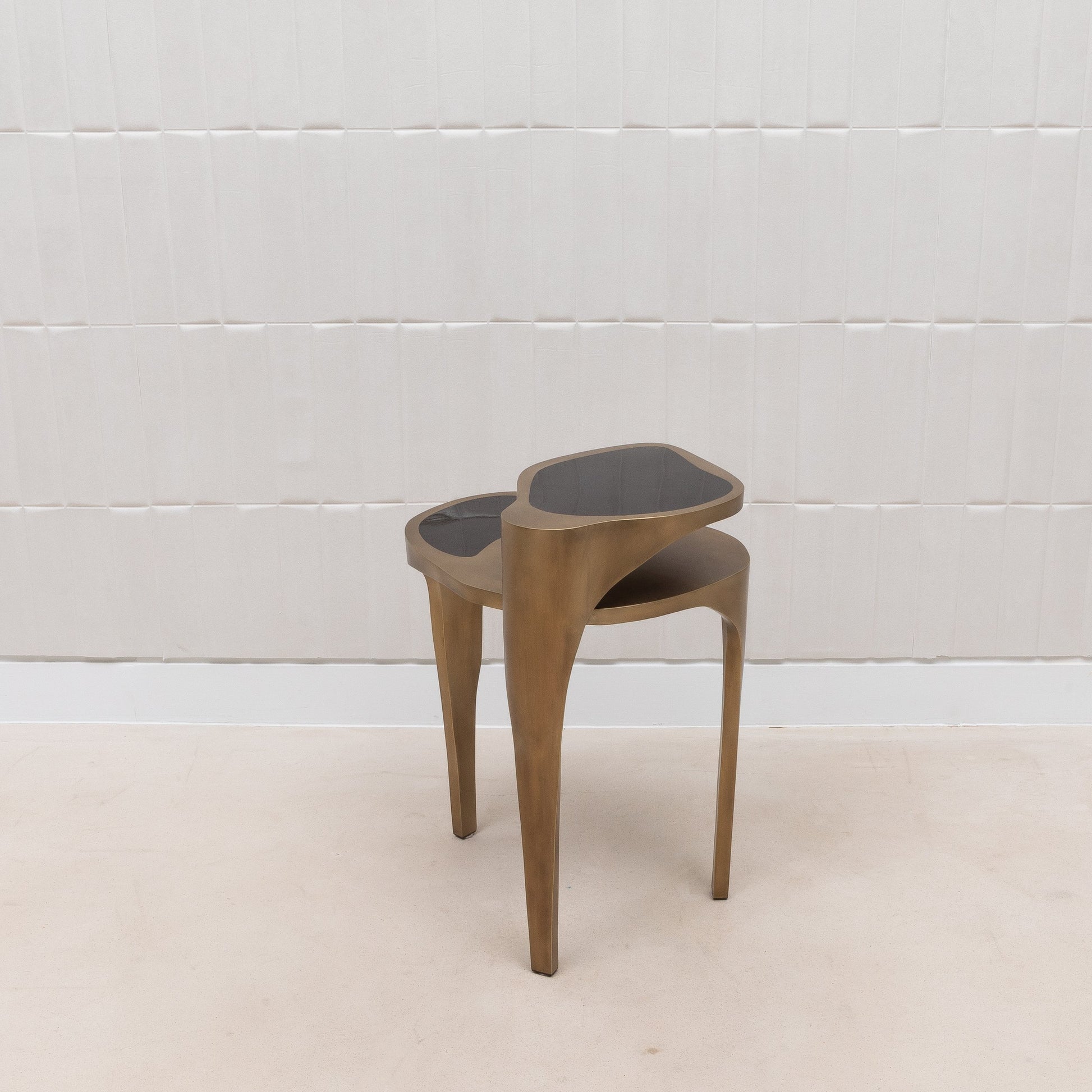 Side Table in Black Pen Shell with Bronze Patina Brass by R&Y Augousti