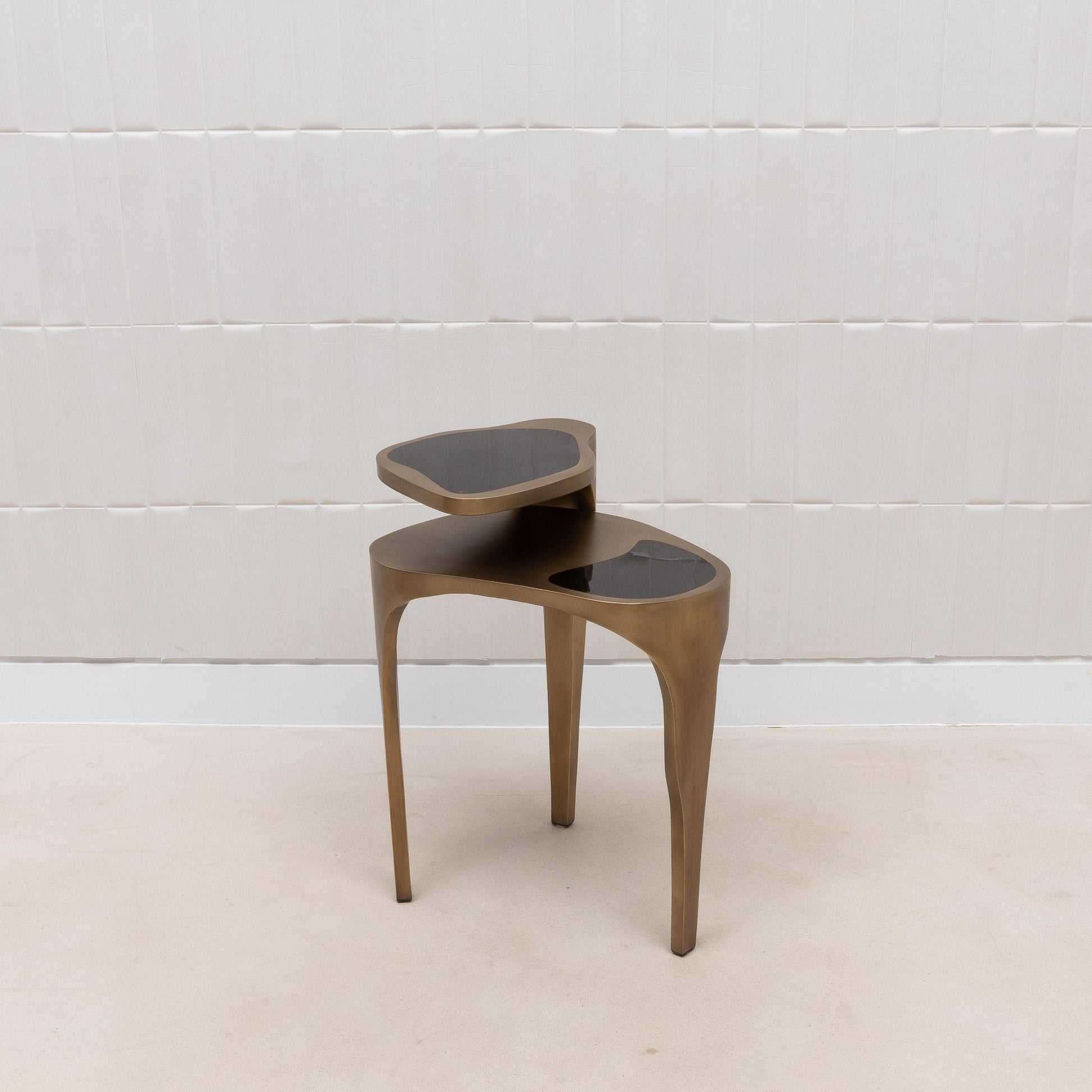 Side Table in Black Pen Shell with Bronze Patina Brass by R&Y Augousti