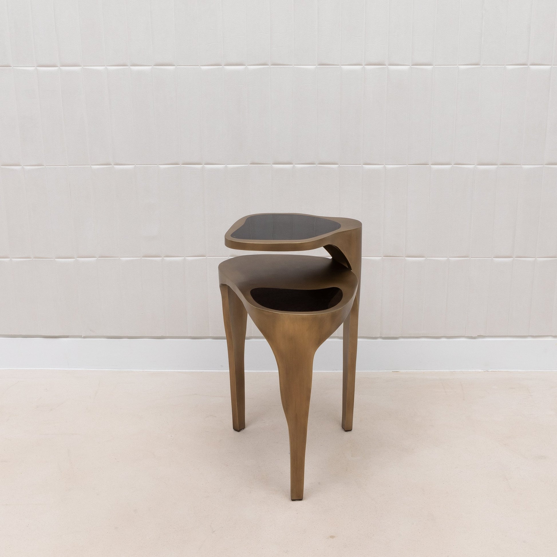 Side Table in Black Pen Shell with Bronze Patina Brass by R&Y Augousti