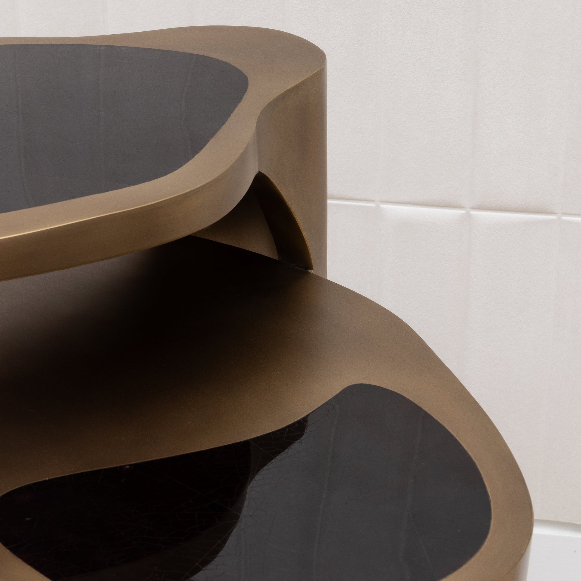 Side Table in Black Pen Shell with Bronze Patina Brass by R&Y Augousti