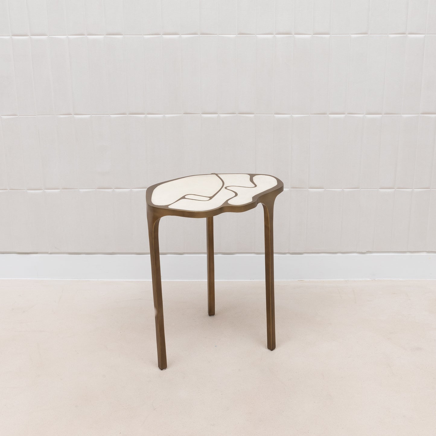 Side Table in Antique Natural Shagreen with Bronze Patina Brass by R&Y Augousti