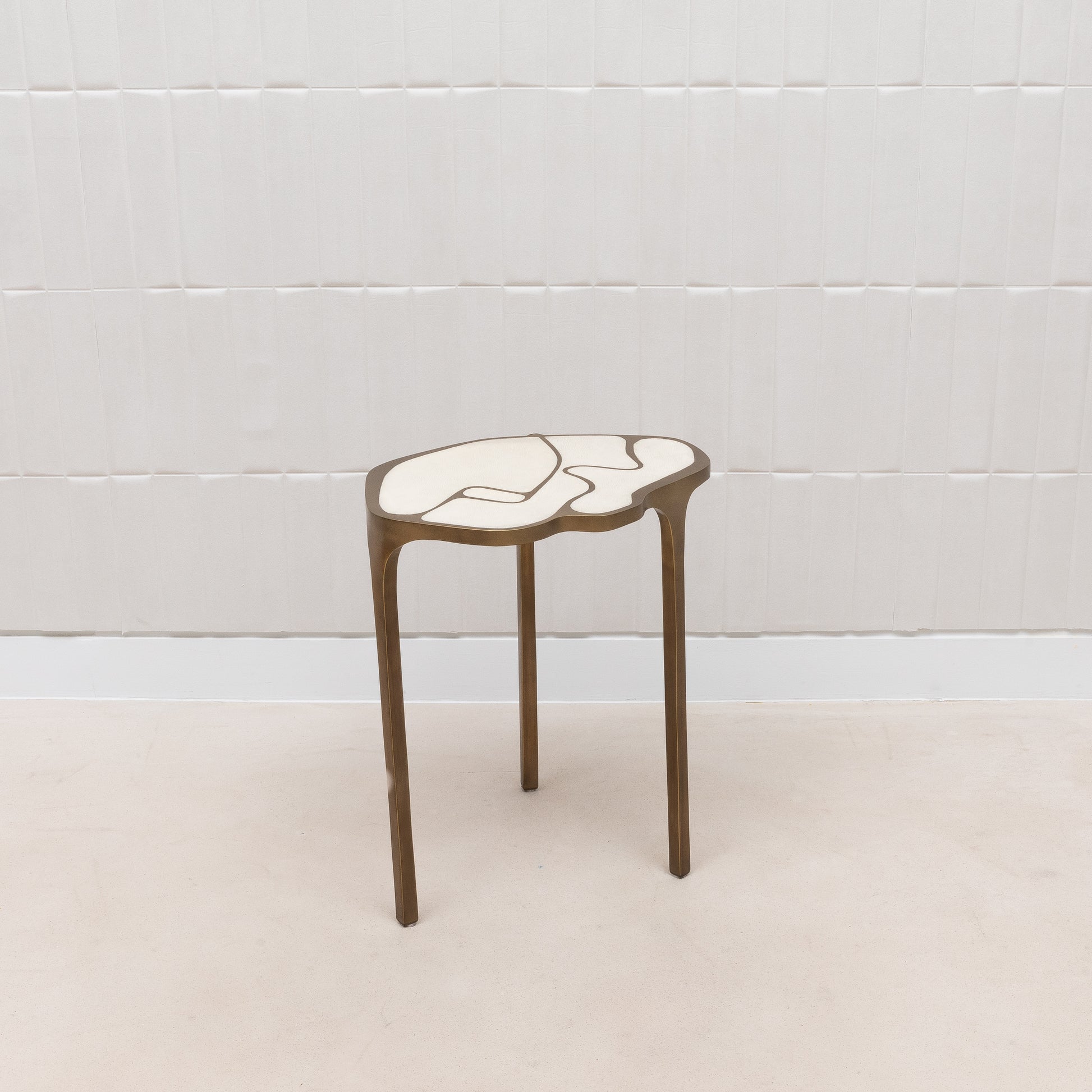 Side Table in Antique Natural Shagreen with Bronze Patina Brass by R&Y Augousti