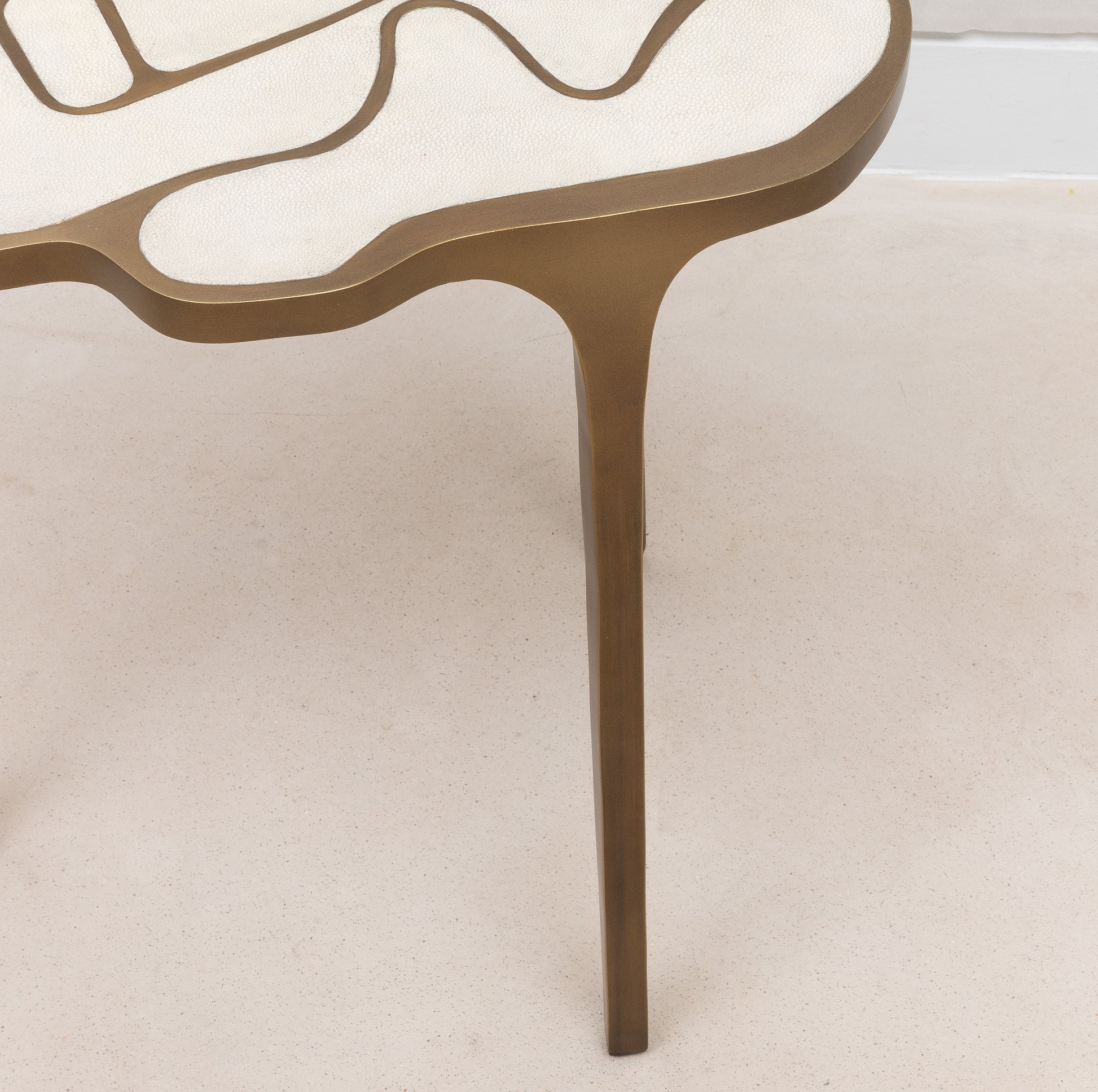 Side Table in Antique Natural Shagreen with Bronze Patina Brass by R&Y Augousti