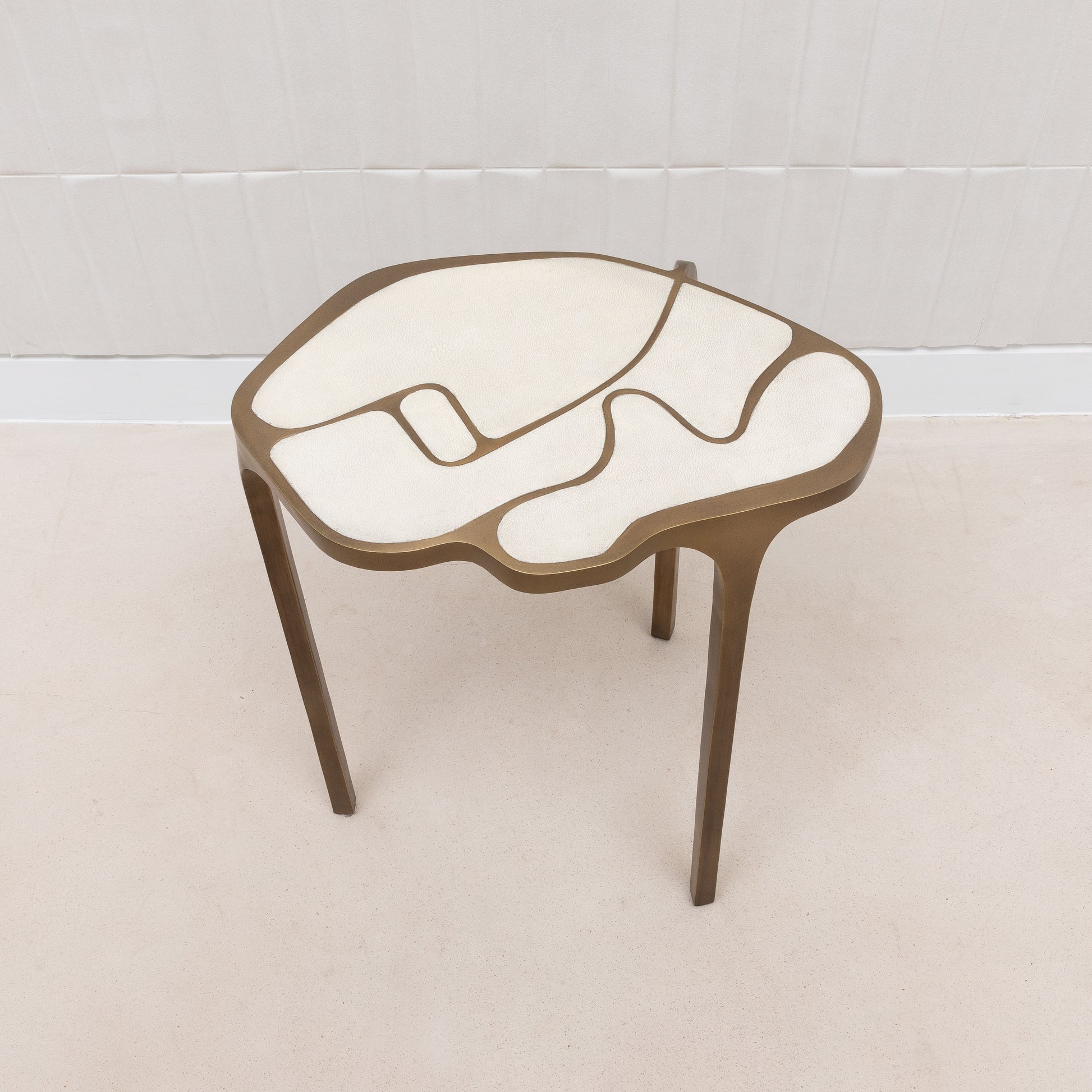 Side Table in Antique Natural Shagreen with Bronze Patina Brass by R&Y Augousti