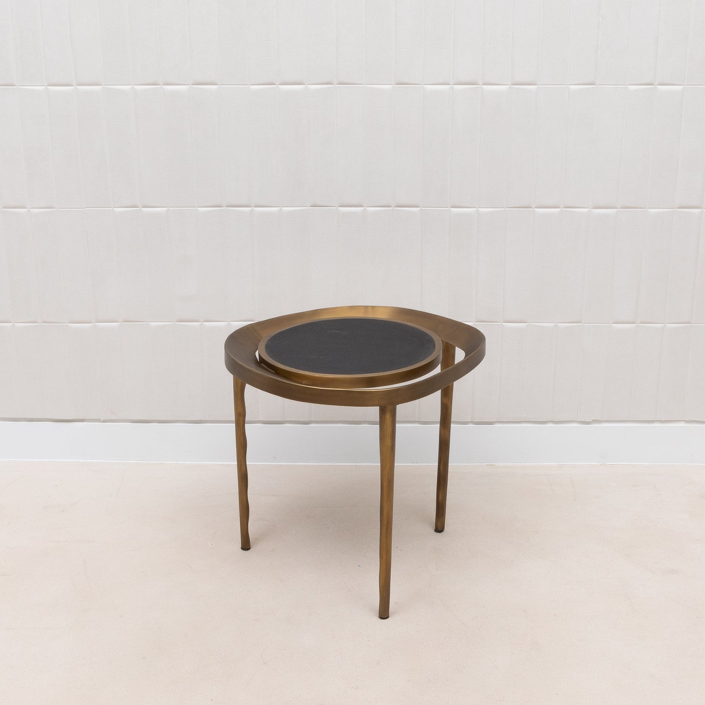 Side Table in Black Shagreen with Bronze Patina Brass by R&Y Augousti