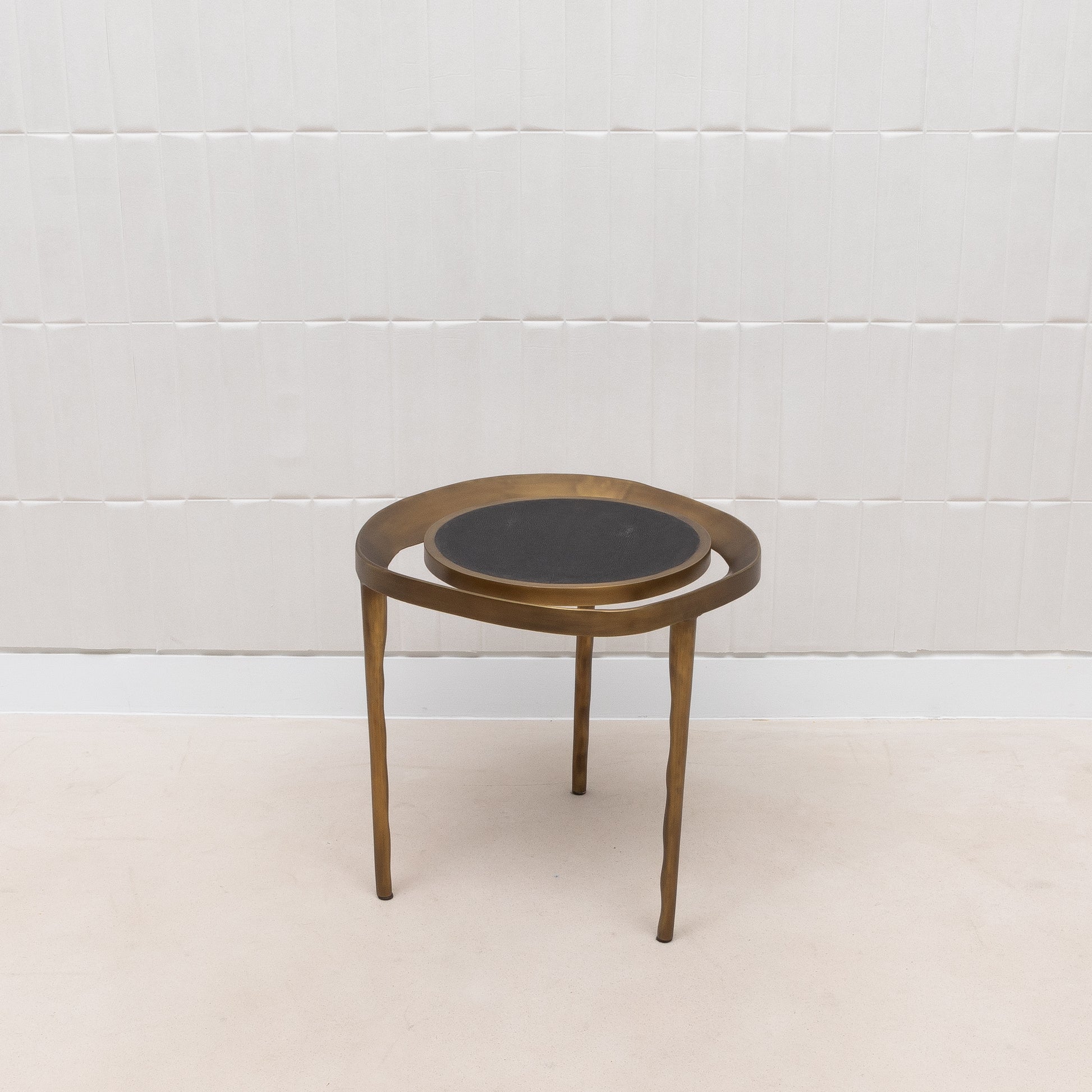 Side Table in Black Shagreen with Bronze Patina Brass by R&Y Augousti
