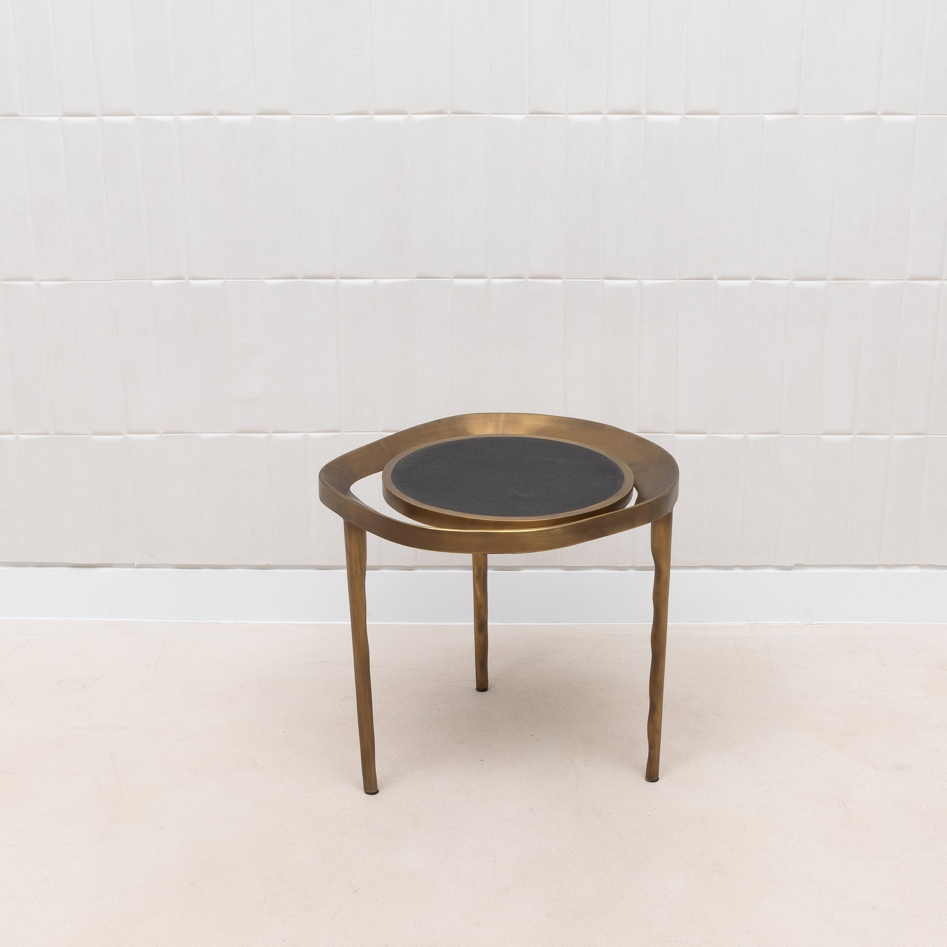 Side Table in Black Shagreen with Bronze Patina Brass by R&Y Augousti