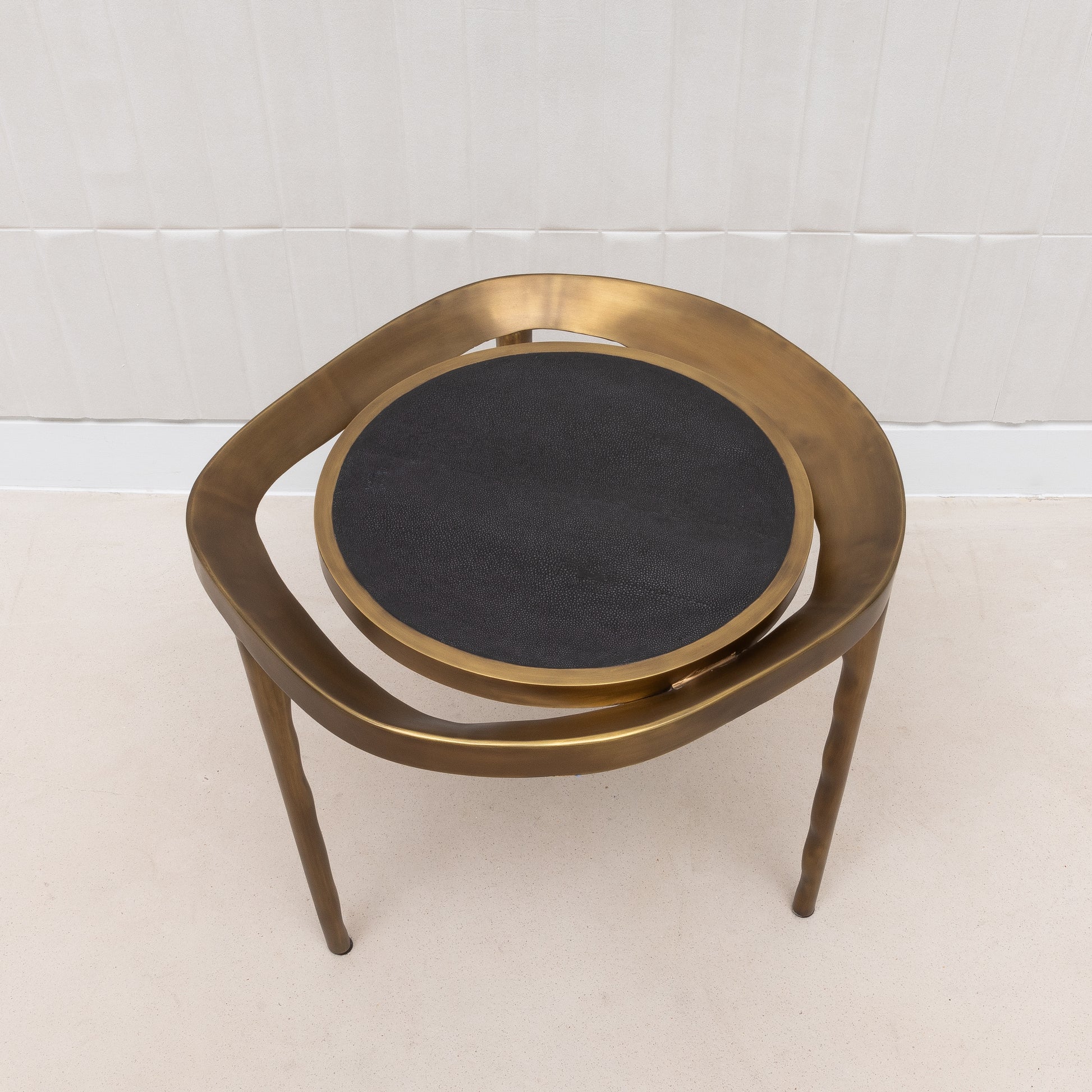 Side Table in Black Shagreen with Bronze Patina Brass by R&Y Augousti