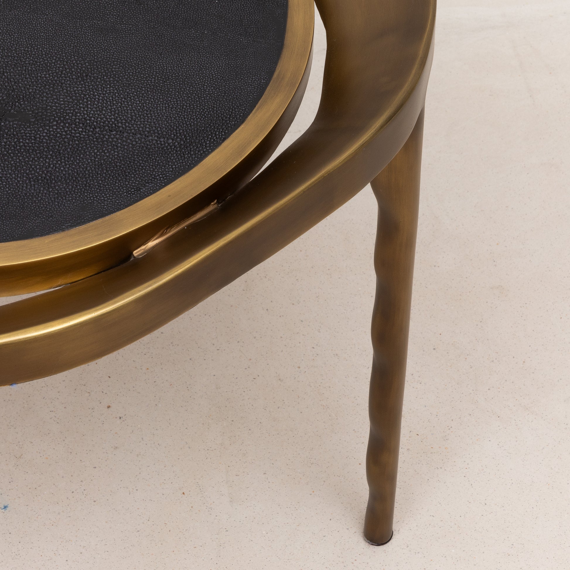 Side Table in Black Shagreen with Bronze Patina Brass by R&Y Augousti