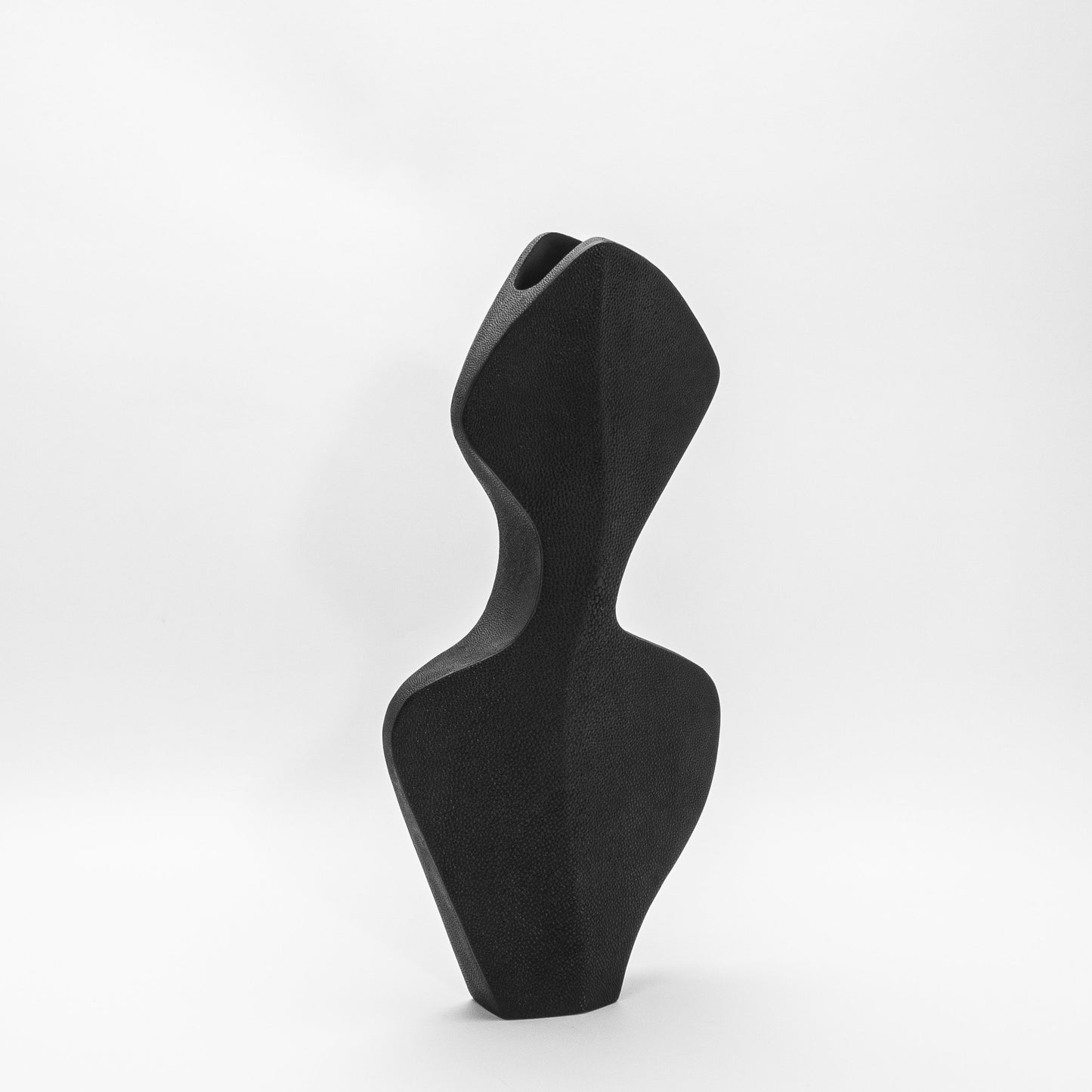 Sculptural Vase in Black Shagreen by R&Y Augousti