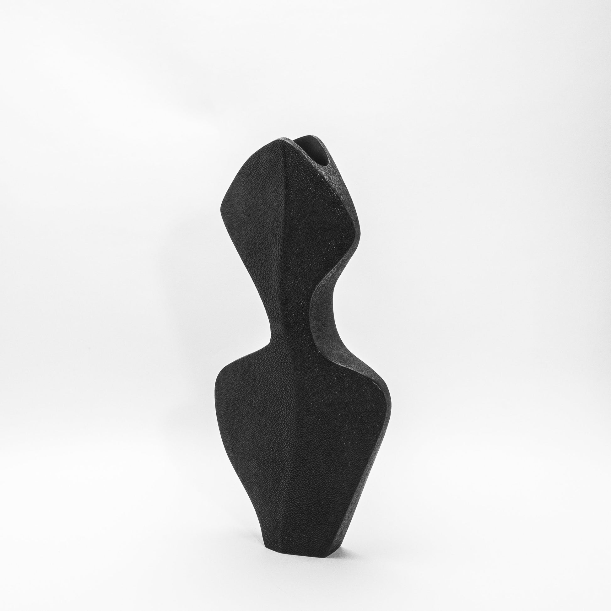 Sculptural Vase in Black Shagreen by R&Y Augousti