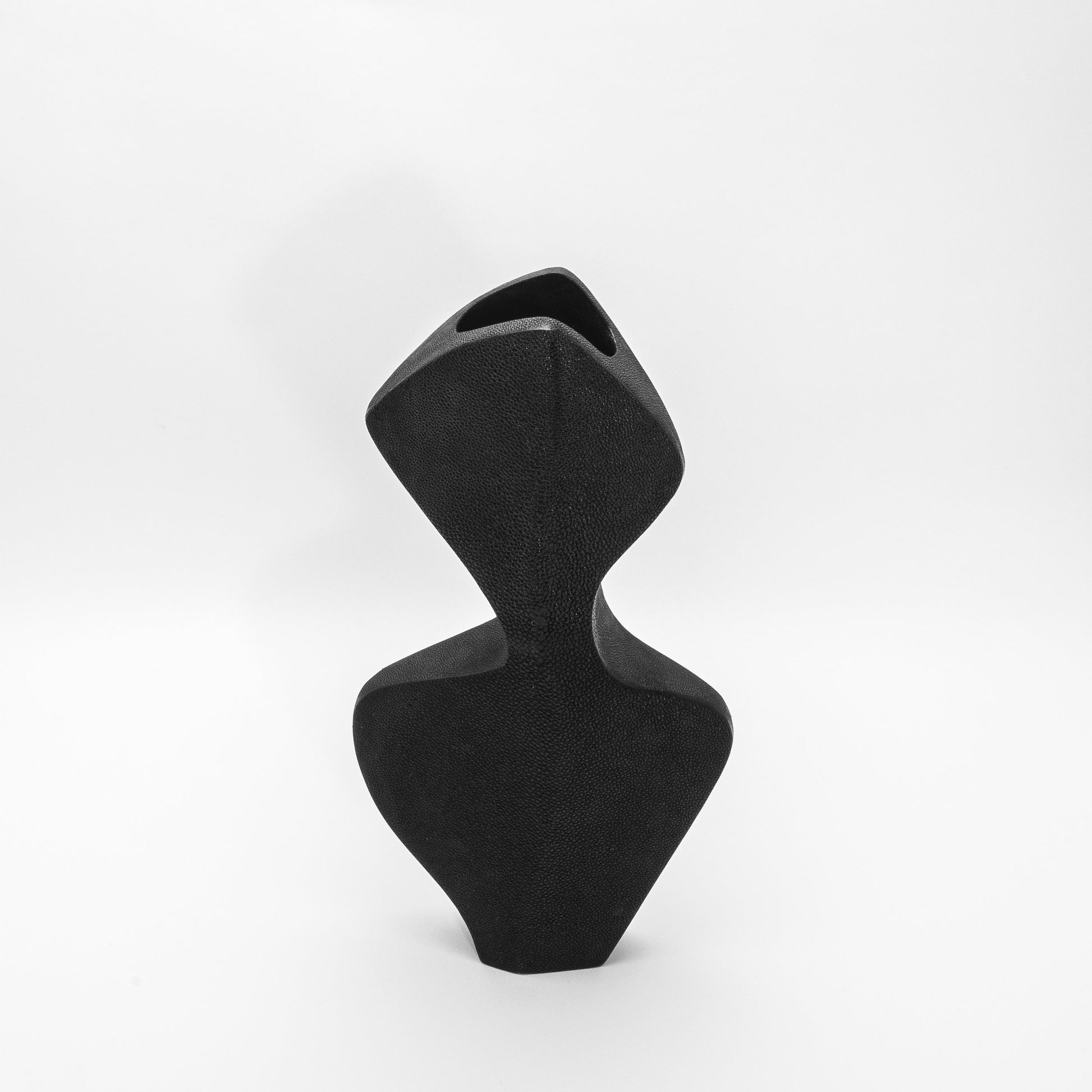 Sculptural Vase in Black Shagreen by R&Y Augousti