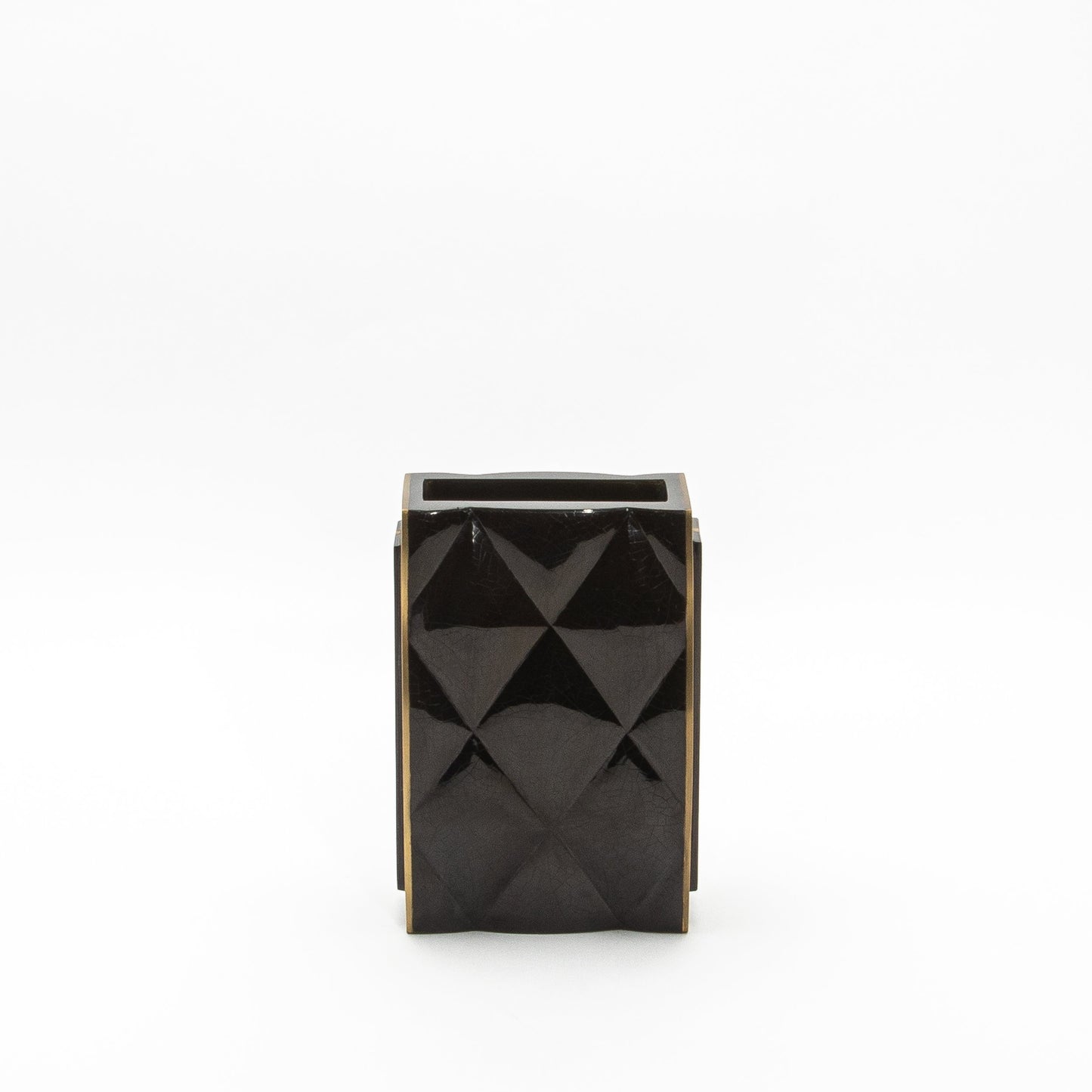 Quilted Vase in Black Shell with Brass by KIFU Paris