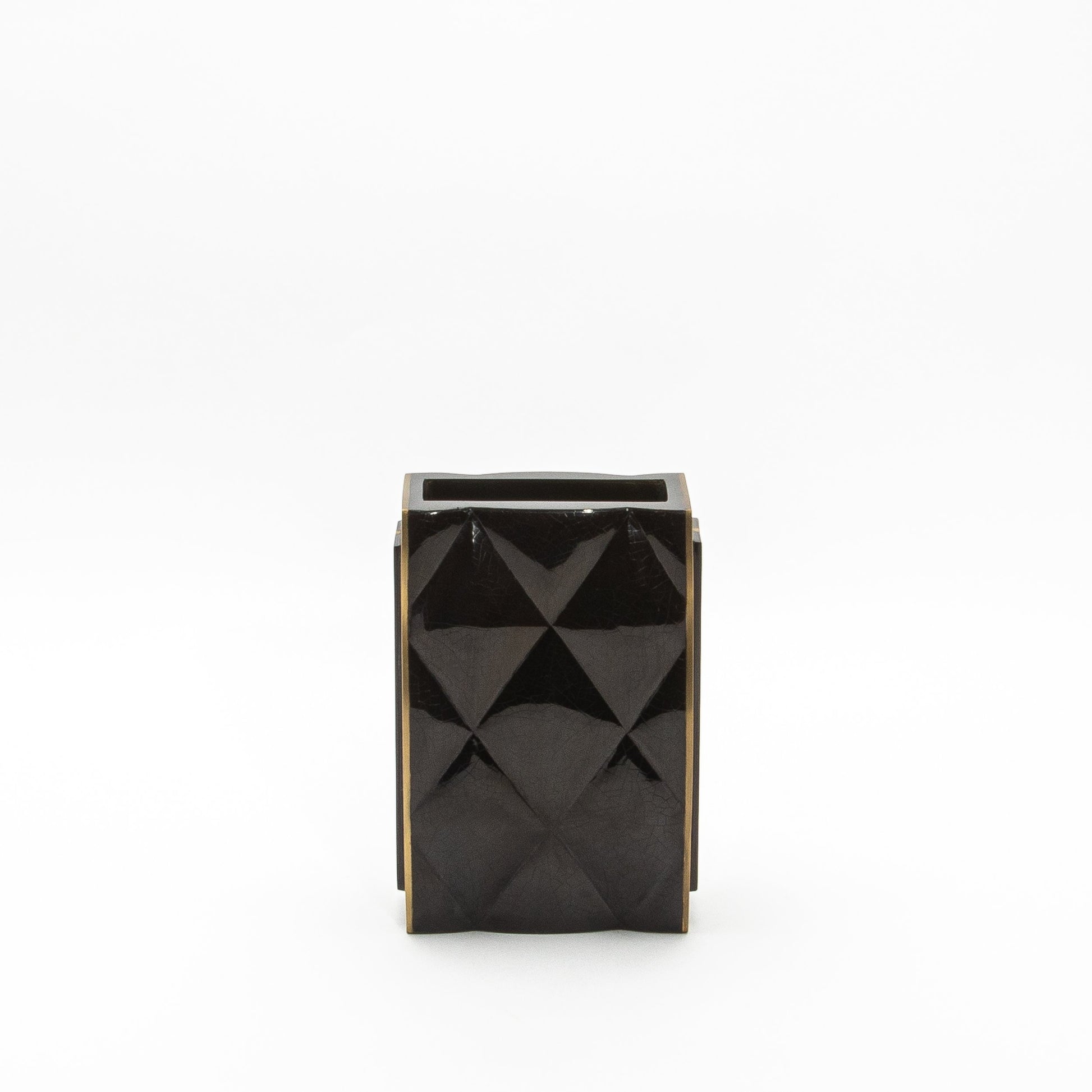 Quilted Vase in Black Shell with Brass by KIFU Paris