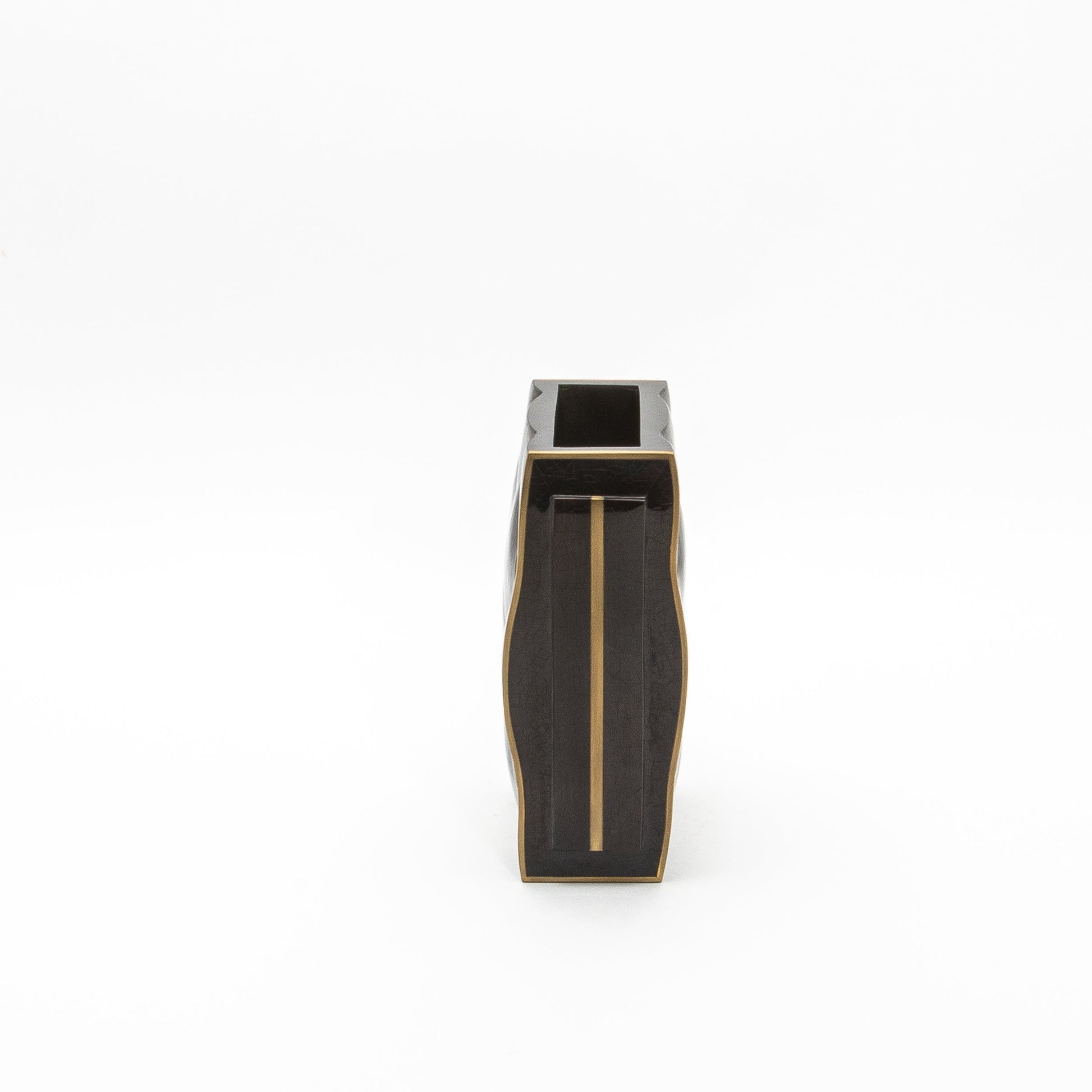 Quilted Vase in Black Shell with Brass by KIFU Paris