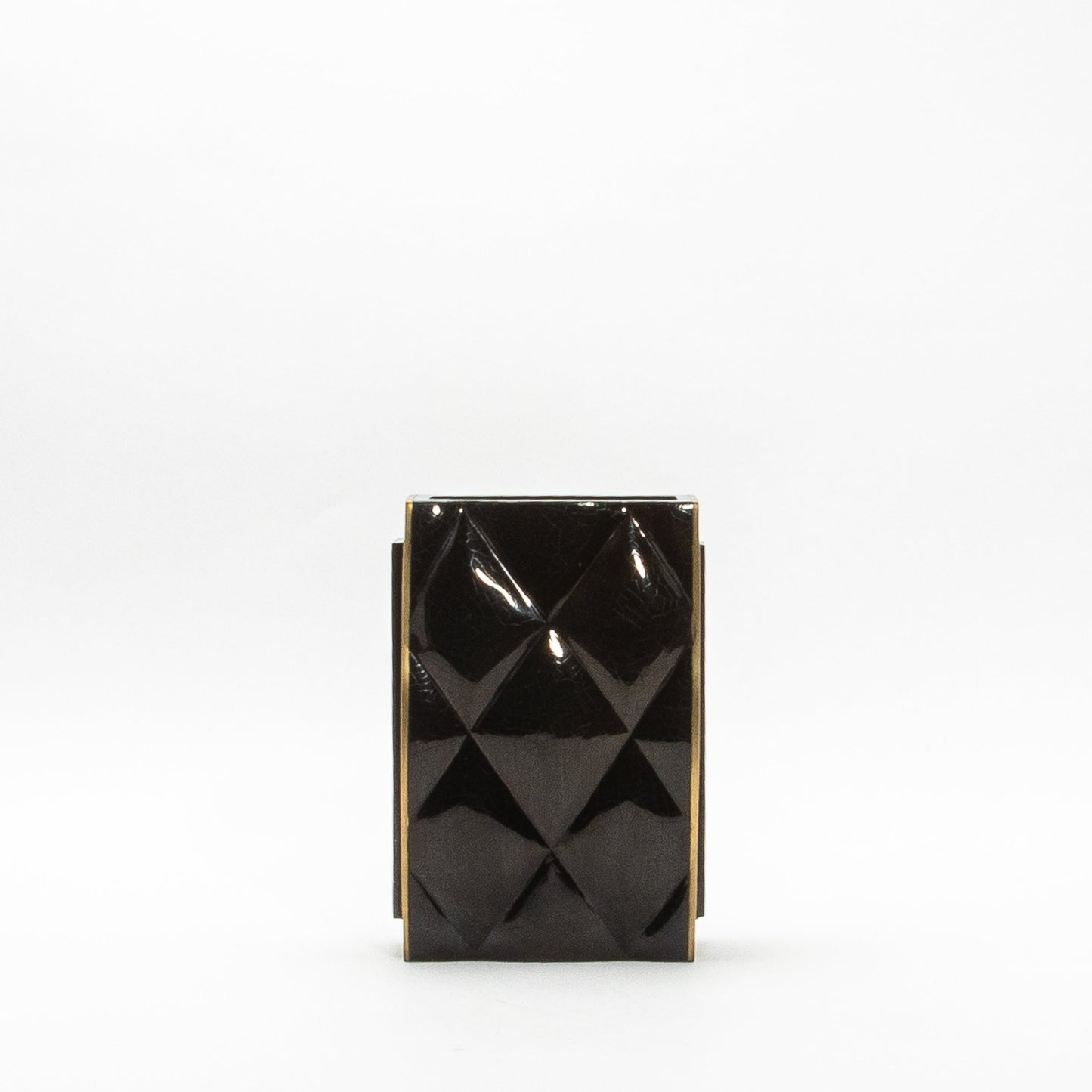 Quilted Vase in Black Shell with Brass by KIFU Paris