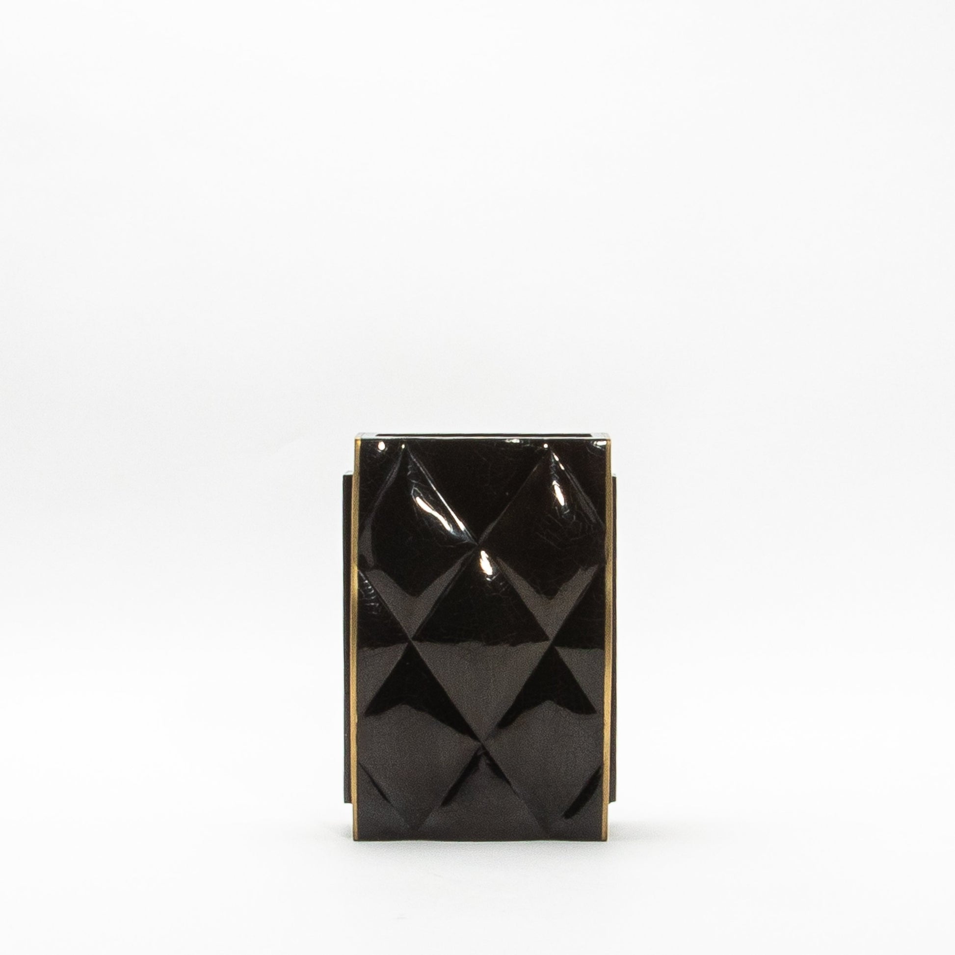 Quilted Vase in Black Shell with Brass by KIFU Paris